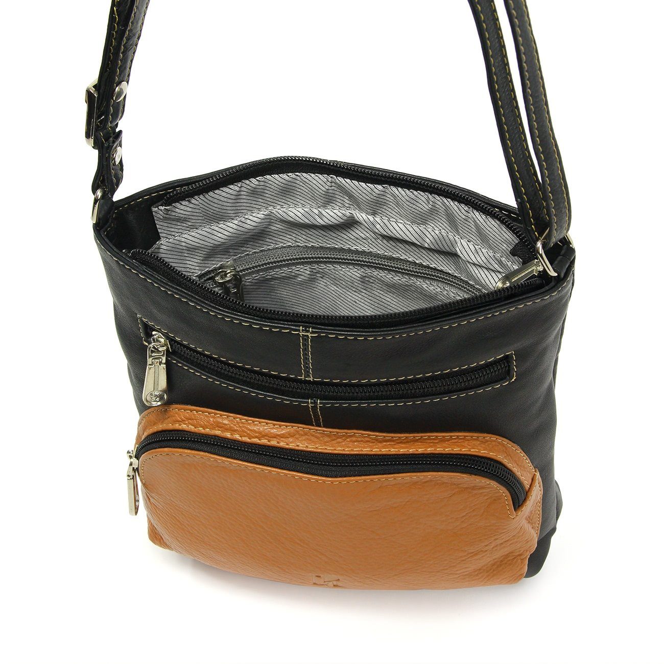 DrachenLeder Handtasche OTZ900X schwarz-braun DrachenLeder Echtleder Handtasche braun schwarz, (Handtasche), Tasche, Damen Damen
