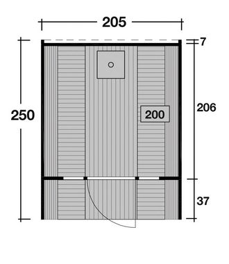 Wolff Fasssauna Basic 250 Bausatz DS schwarz HG-RW, 42 mm, ØxT: 205x250 cm