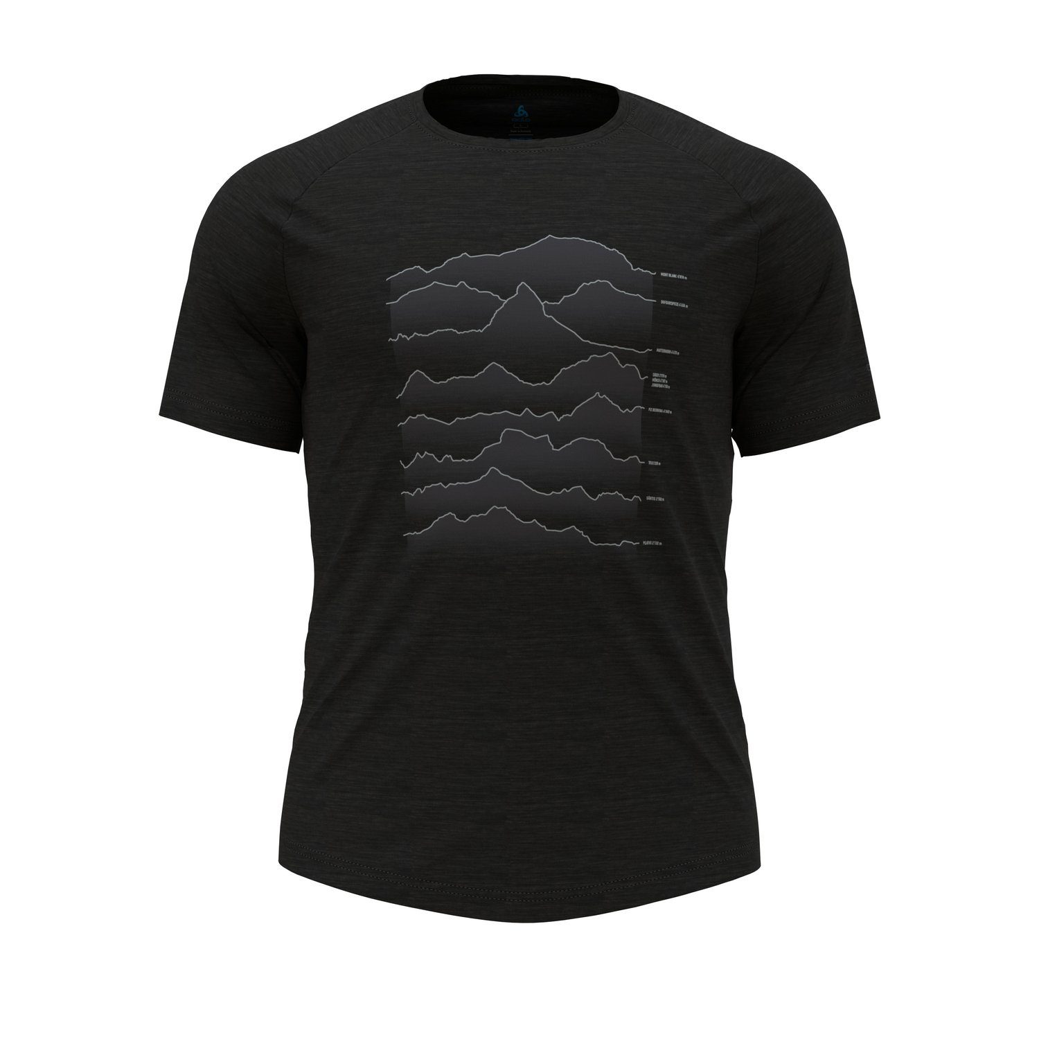 Melange T-Shirt T-Shirt Light Black mit Sonnenaufgangsmotiv Wool (1-tlg) Performance Odlo Ascent