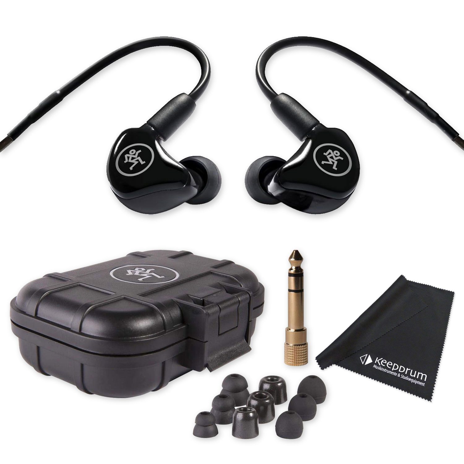 MACKIE Mackie In-Ear Kopfhörer MP-120 mit Tuch In-Ear-Kopfhörer (In-Ear Kopfhörer, Kabel, Vorteils-Set mit Tuch)