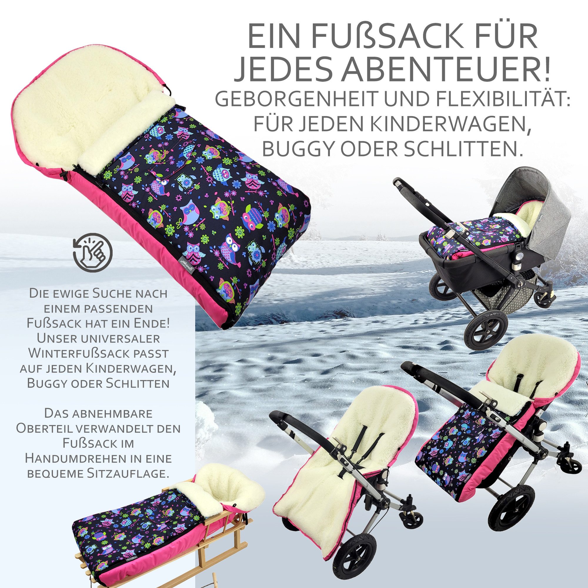 BambiniWelt by Rafael K. Fußsack Winterfußsack Babyfußsack Fußsack Kinderwagen Wolle universal 90cm – Bild 2 von 5