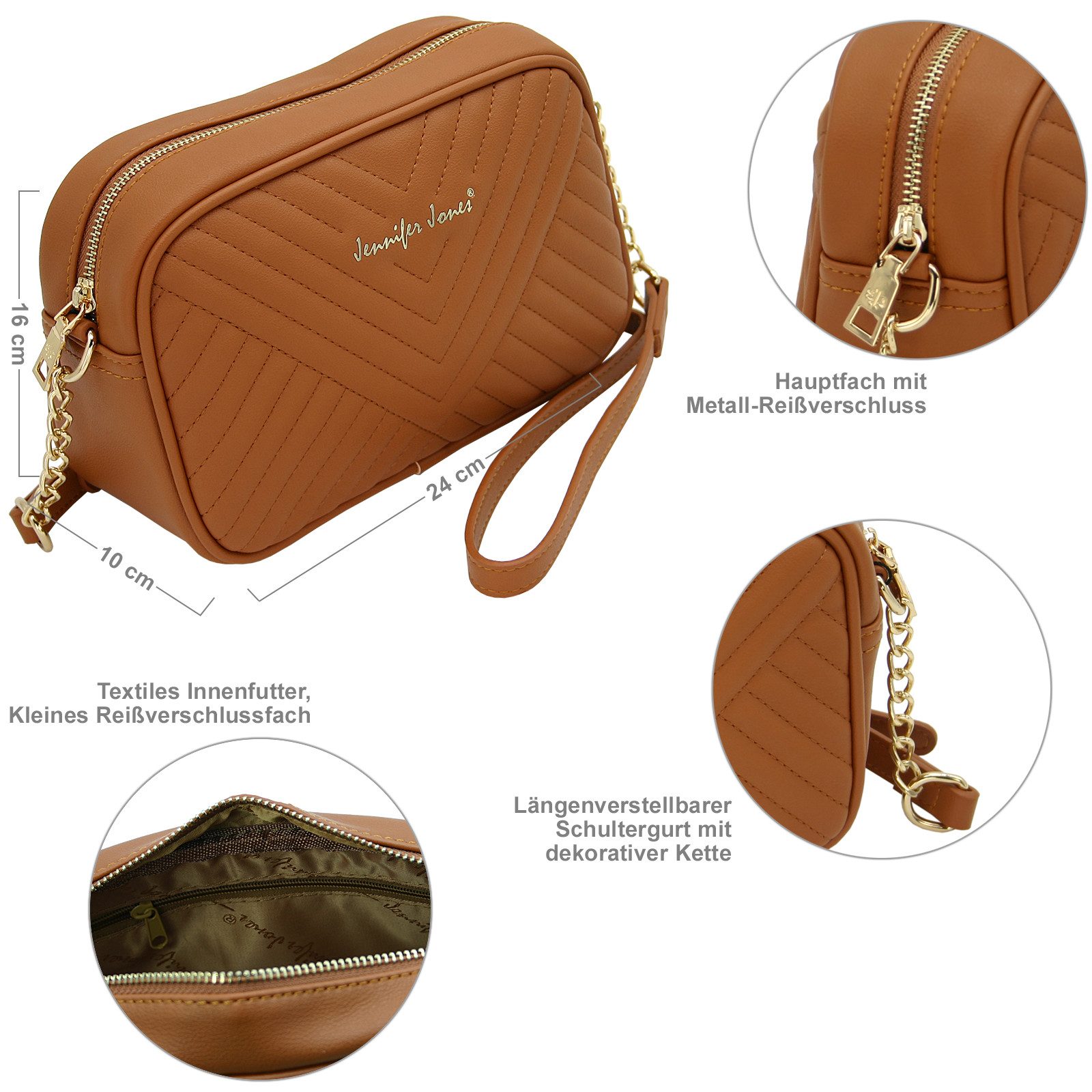 J JONES JENNIFER JONES Umhängetasche Kleine Damen Schultertasche Abendtasche Crossbody Bag zum Ausgehen, Schultergurt mit Kette