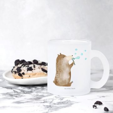 Mr. & Mrs. Panda Teeglas Bär Seifenblasen - Transparent - Geschenk, Glas Teetasse, Tasse, Tedd, Premium Glas, Satinierte Oberfläche