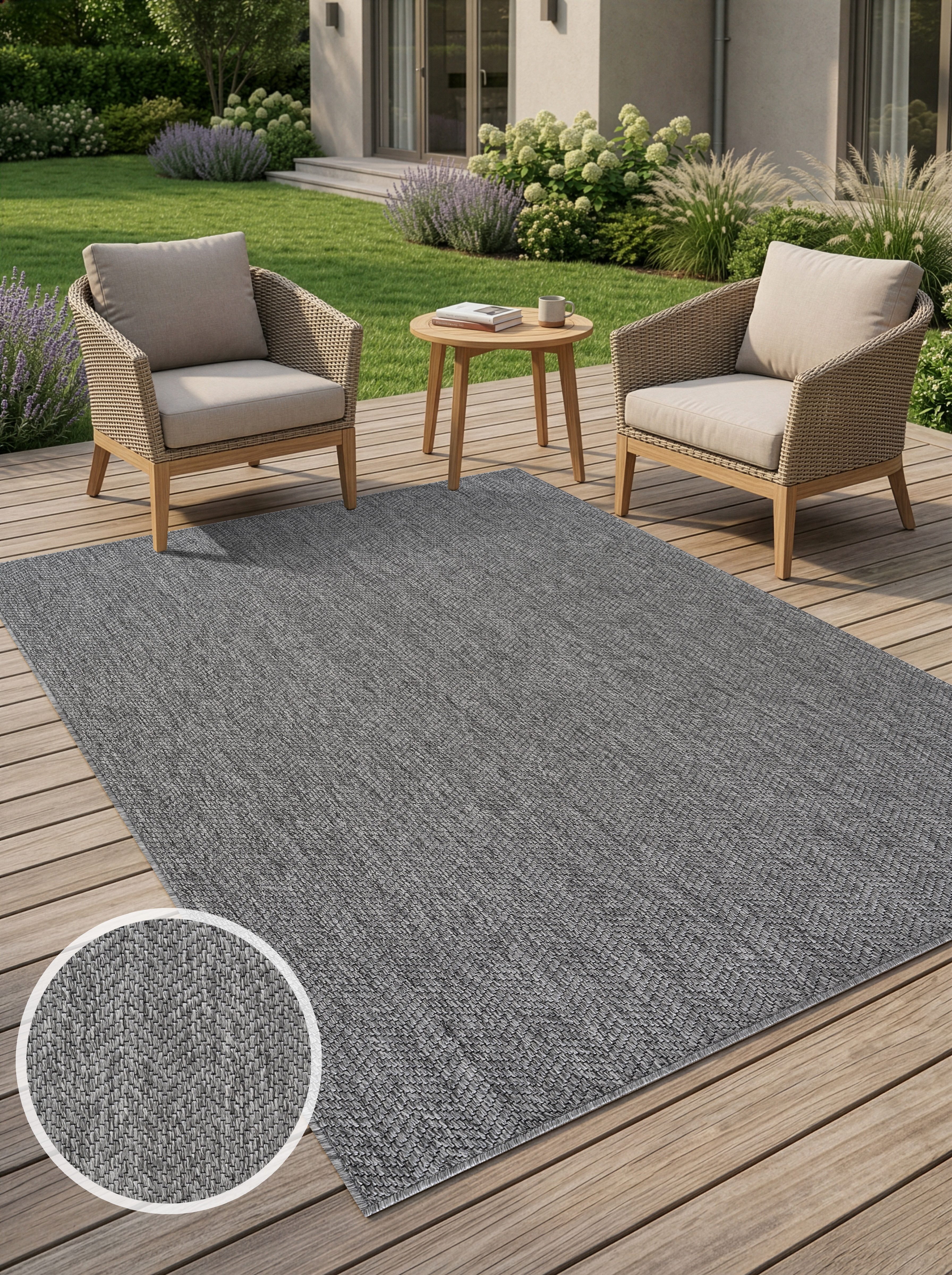 OTTO home Teppich Nollan, In- und Outdoor geeignet, Balkon, Camping, rechteckig, Höhe: 8 mm, Wetterfest & UV-beständig, Sisal-Optik, Esszimmer, Wohnzimmer