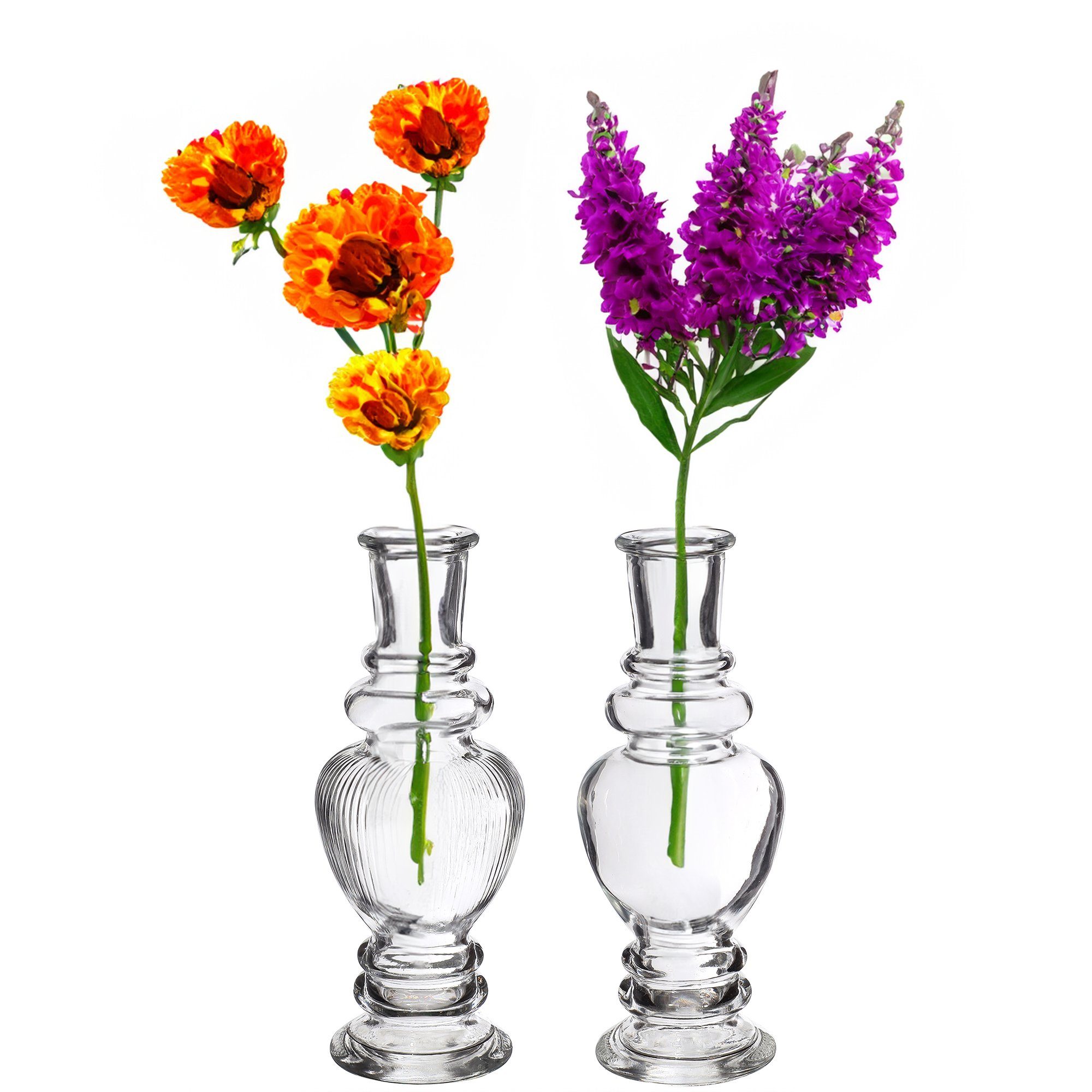 Annastore Dekovase 12 x Vasen aus Glas für eine stilvolle Tischdeko, Glasvasen Hochzeit, Blumenvase Vintage, Tischvase für Festlichkeiten