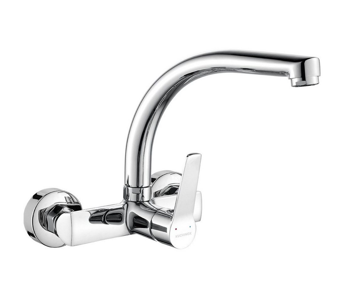KOLMAN Küchenarmatur Wandmontage Wasserhahn VILAVA Küchenmischer für Küche in Chrom