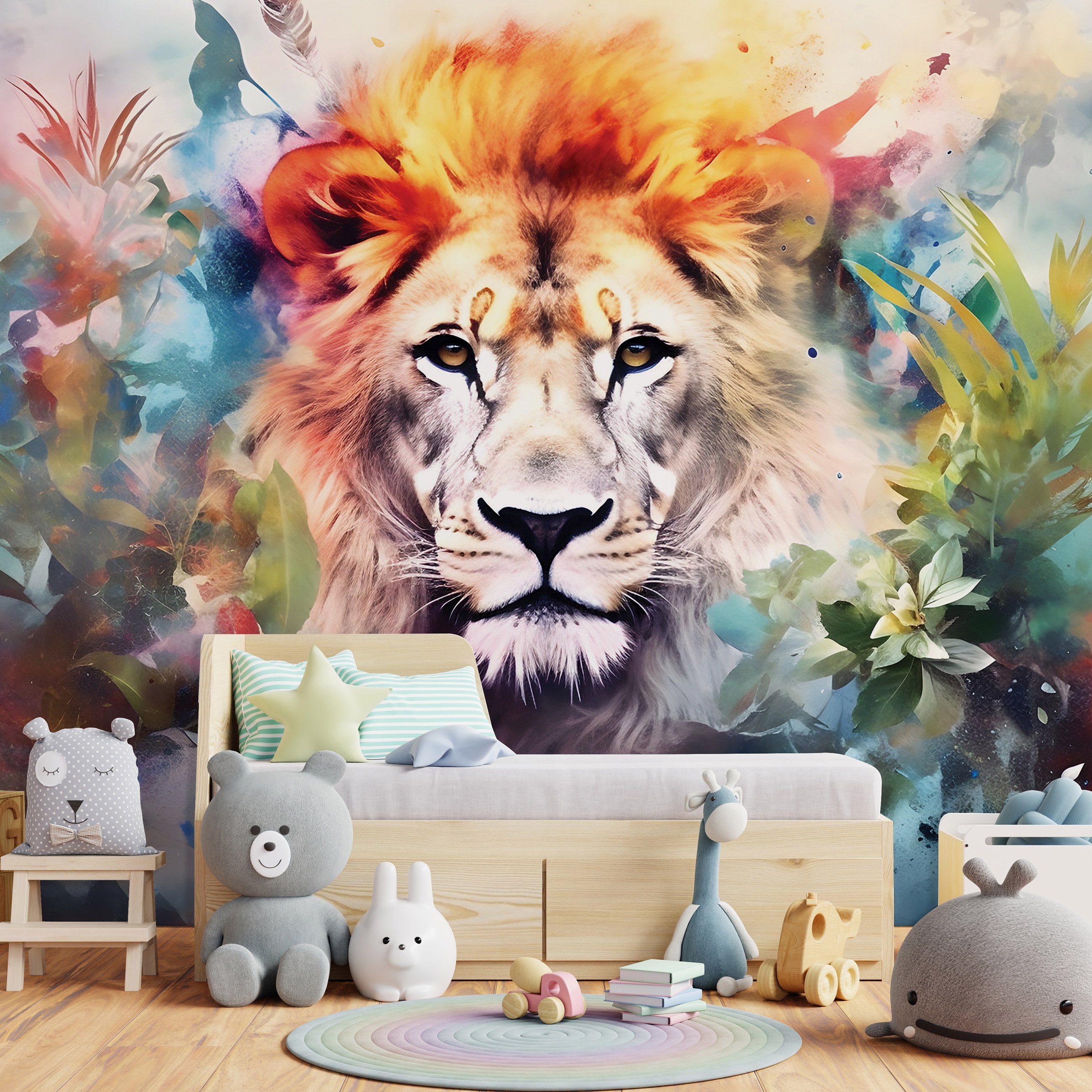 Wallarena Fototapete Löwe Pastell Farbe Vlies günstig online kaufen