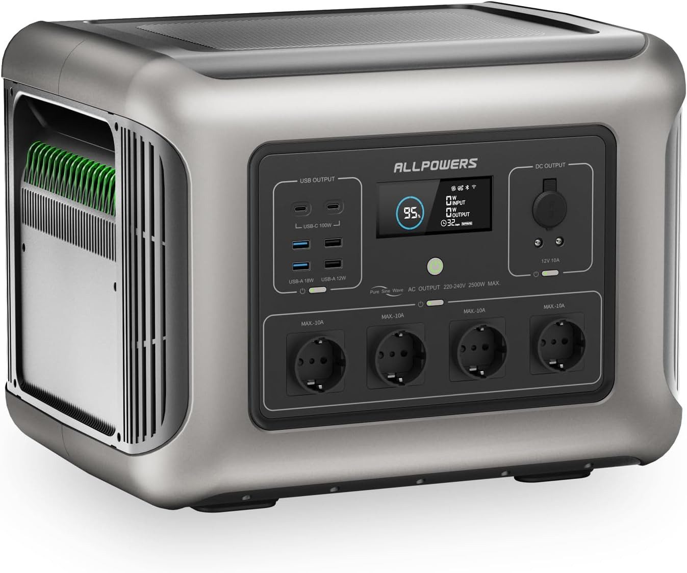 ALLPOWERS ALLPOWERS R2500 V2 Powerstation LiFePO4 2500W 1920Wh mit USV-Funktion Powerstation ALLPOWERS R2500 V2 LiFePO4 Powerstation 1920Wh 2500W (230 V V), Solaraufladung bis 1000W Schnellladefunktion