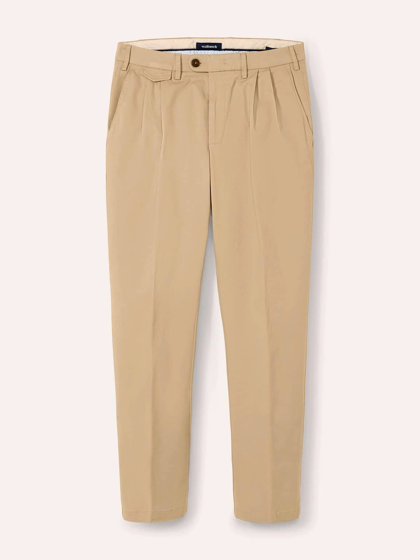 Walbusch Chinohose Herren Feintwill Bundfalten Chino Regular Fit pflegeleicht Baumwollhose mit Flex-Bund, besonders weich, Hemdenstopper – Bild 2 von 4