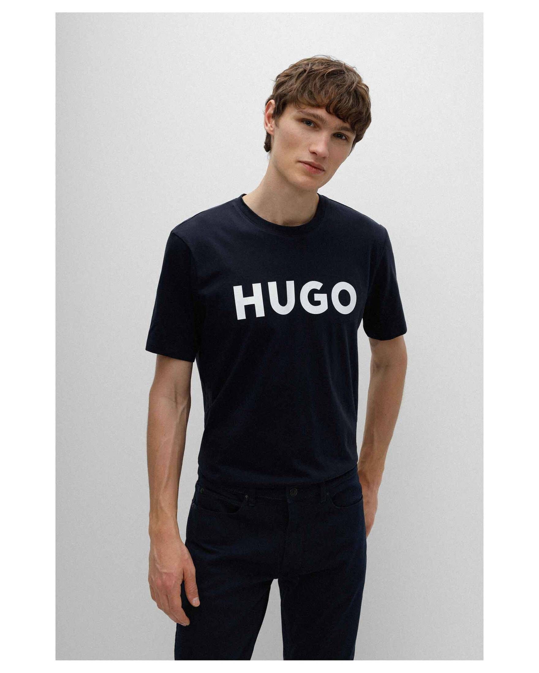 T-Shirt (296) blau HUGO T-Shirt (1-tlg) Herren DULIVIO
