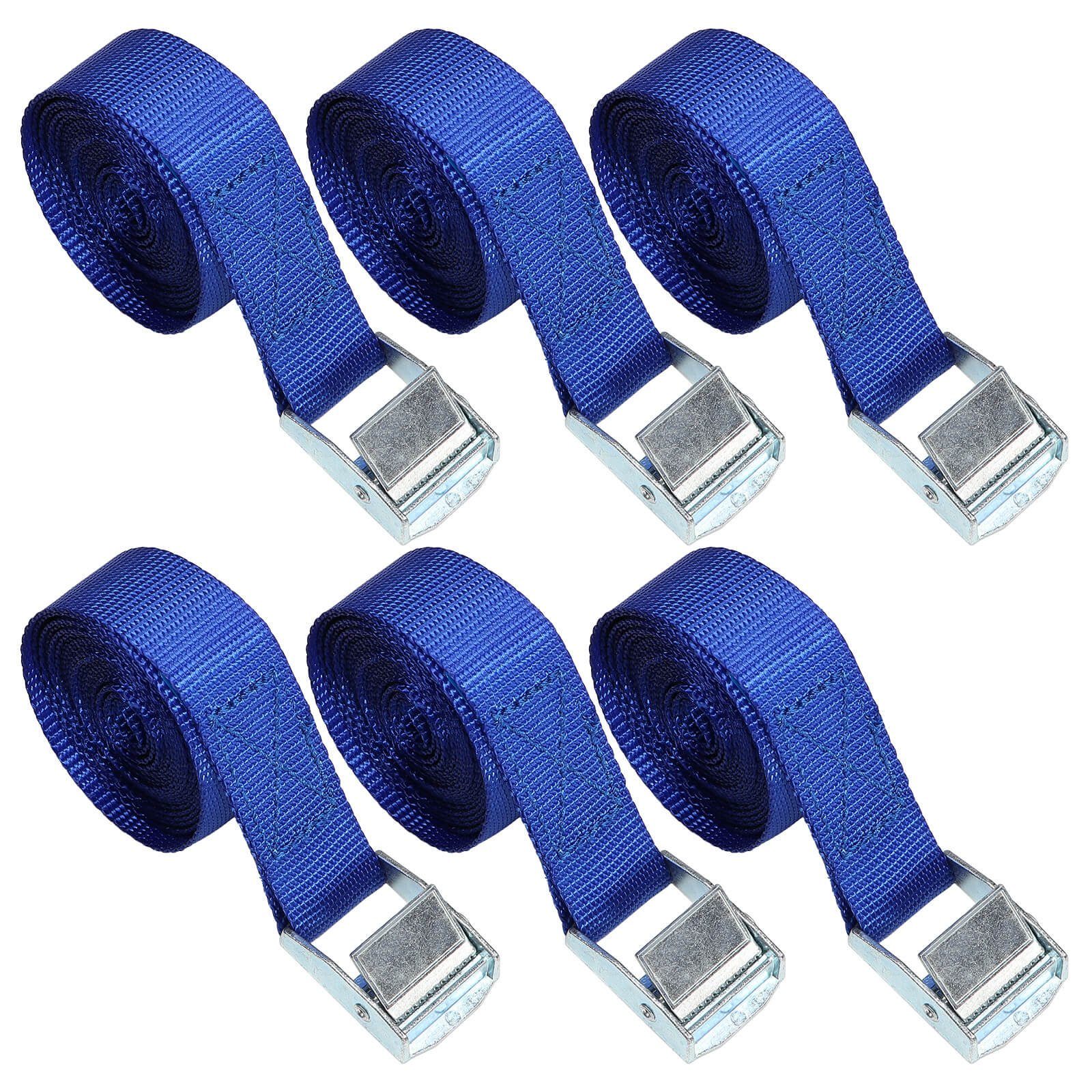 Silverline Zurrgurt 6er Set Spanngurte mit Metall Klemmschnallen 2,5m x 25mm (6-St) DIN EN 12195-2