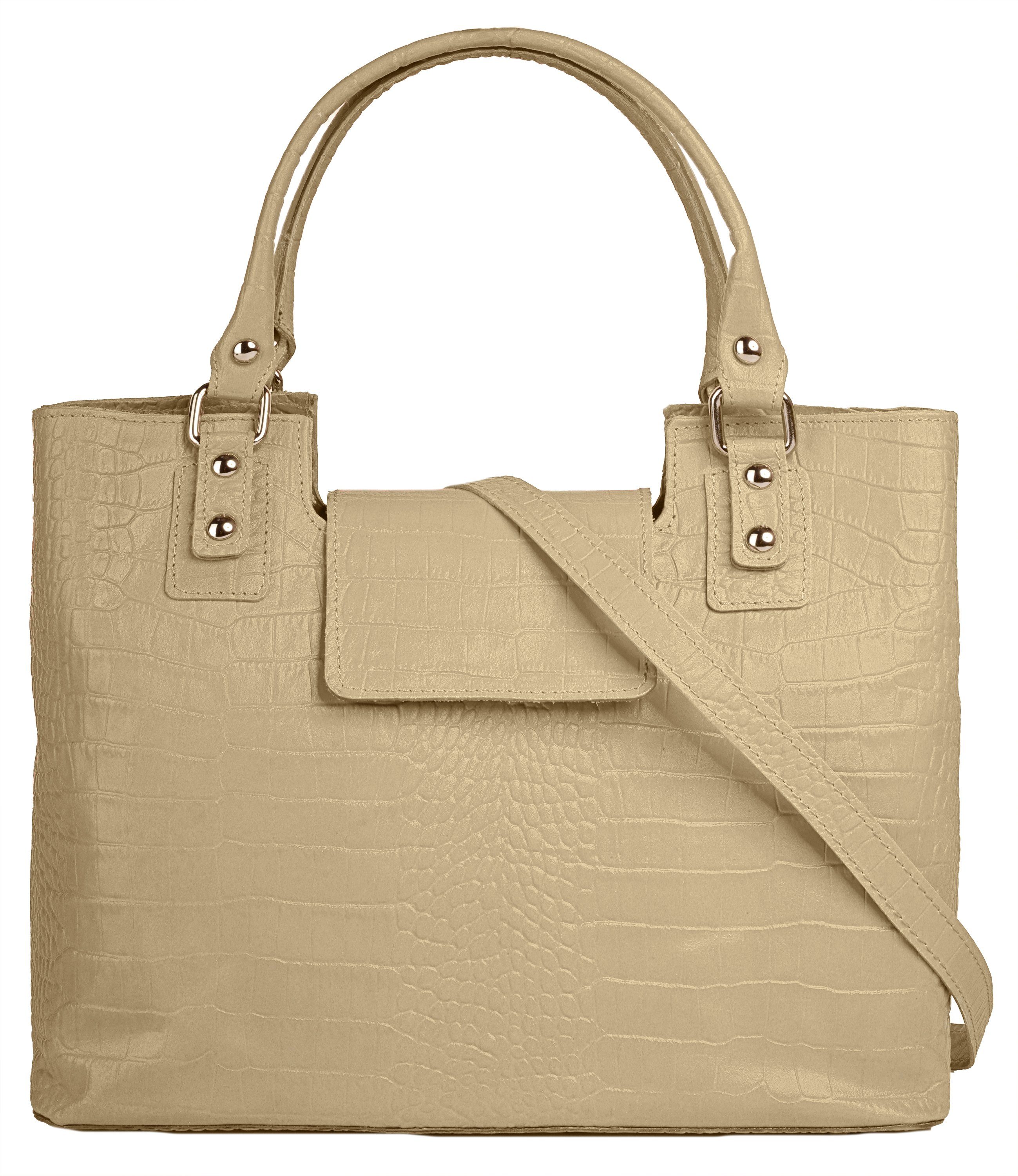 Cluty Henkeltasche, echt Leder, Made in Italy beige