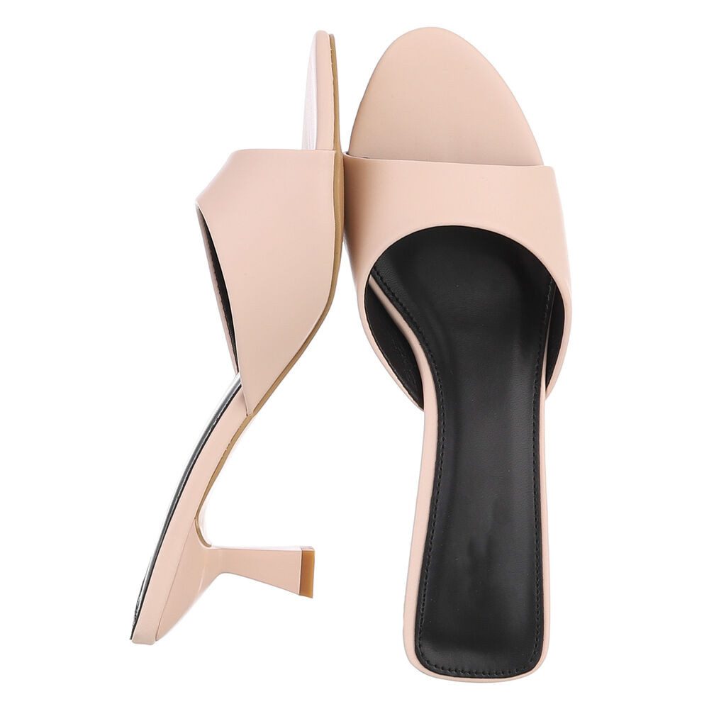 Ital-Design Damen Sandale Blockabsatz Slip-On elegant sommerlich Pantolette (91895734) Pfennig-/Stilettoabsatz Sandalen & Sandaletten in Beige