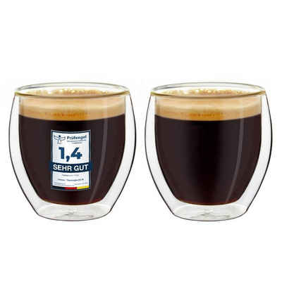 Creano Teeglas Doppelwandige Espresso-Gläser, Borosilikatglas, 2 Gläser
