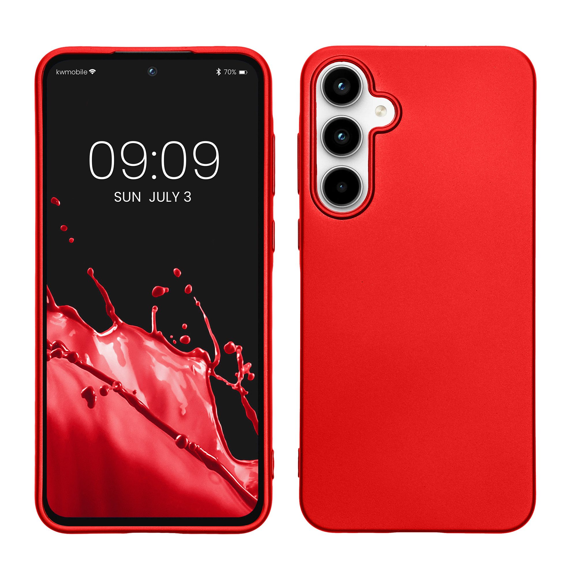 kwmobile Handyhülle Handyhülle für Samsung Galaxy A55 5G Hülle, Silikon Case metallisch schimmernd - Schutzhülle Cover