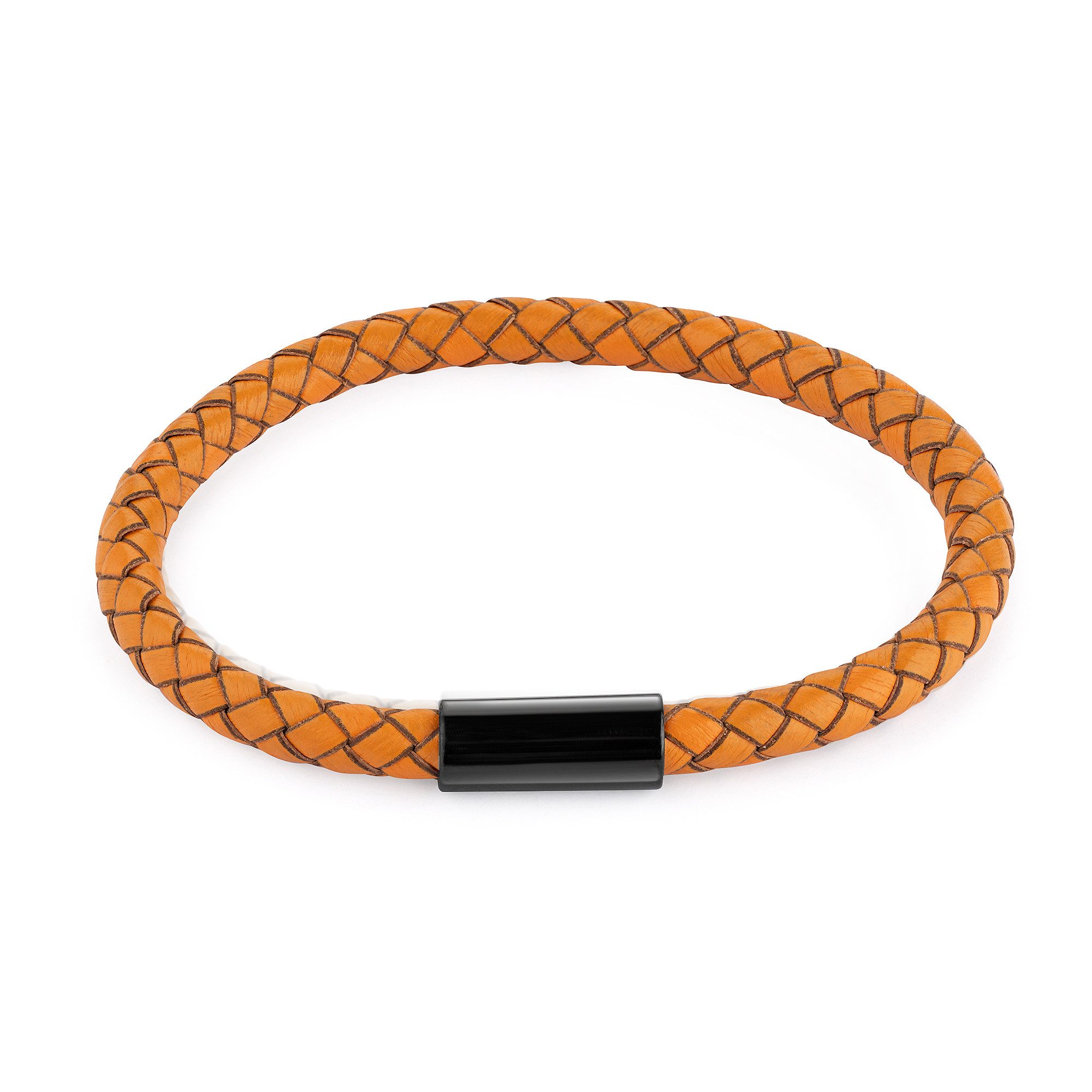 Zeeme Armband Edelstahl Leder orange 21 cm