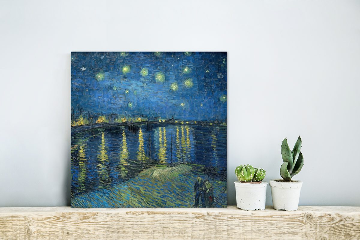 Vincent Nacht Gemälde deko van sternenklare Metallbild Metall, aus Die MuchoWow Alu-Dibond-Druck, Aluminium (1 - St), Gogh,