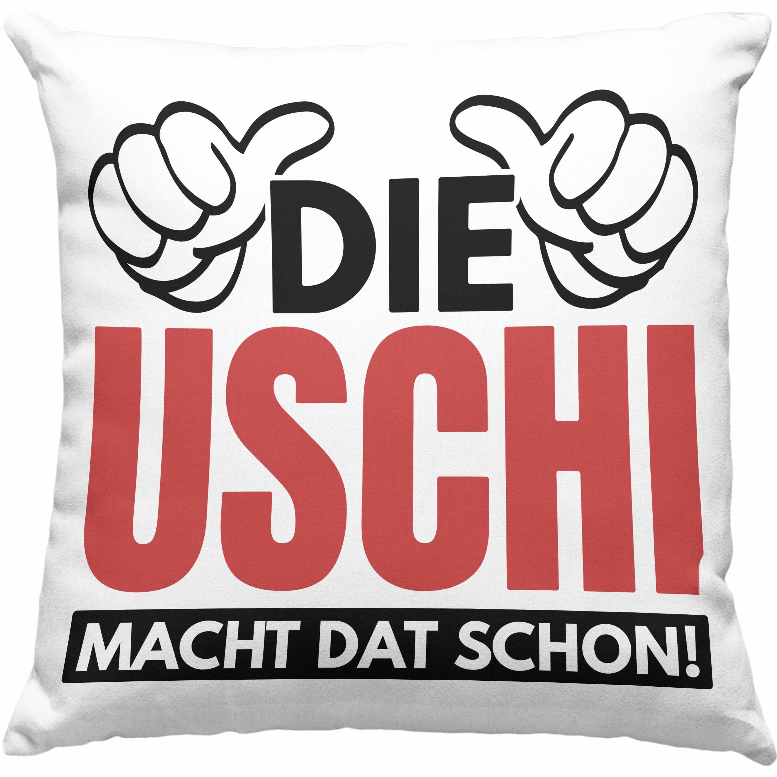 Trendation Dekokissen Trendation - Die Uschi Macht Dat Schon Lustige Kissen Spitzname Uschi Ruhrpott Spruch Geschenk Dekokissen mit Füllung 40x40 Rosa | Dekokissen