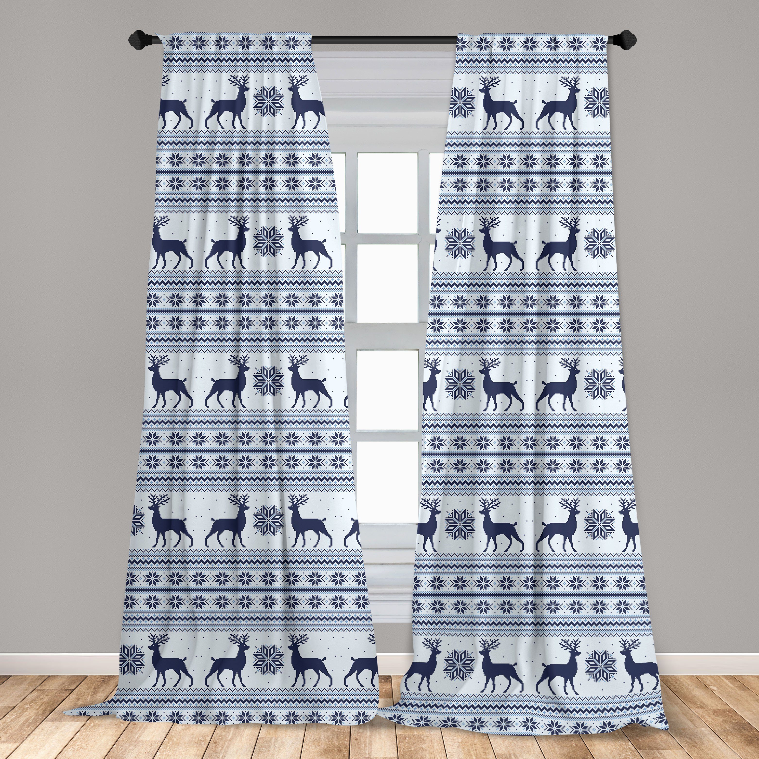 Pixelkunstart Gardine nordisch Vorhang Reindeer Schlafzimmer für Wohnzimmer Dekor, Microfaser, Abakuhaus,