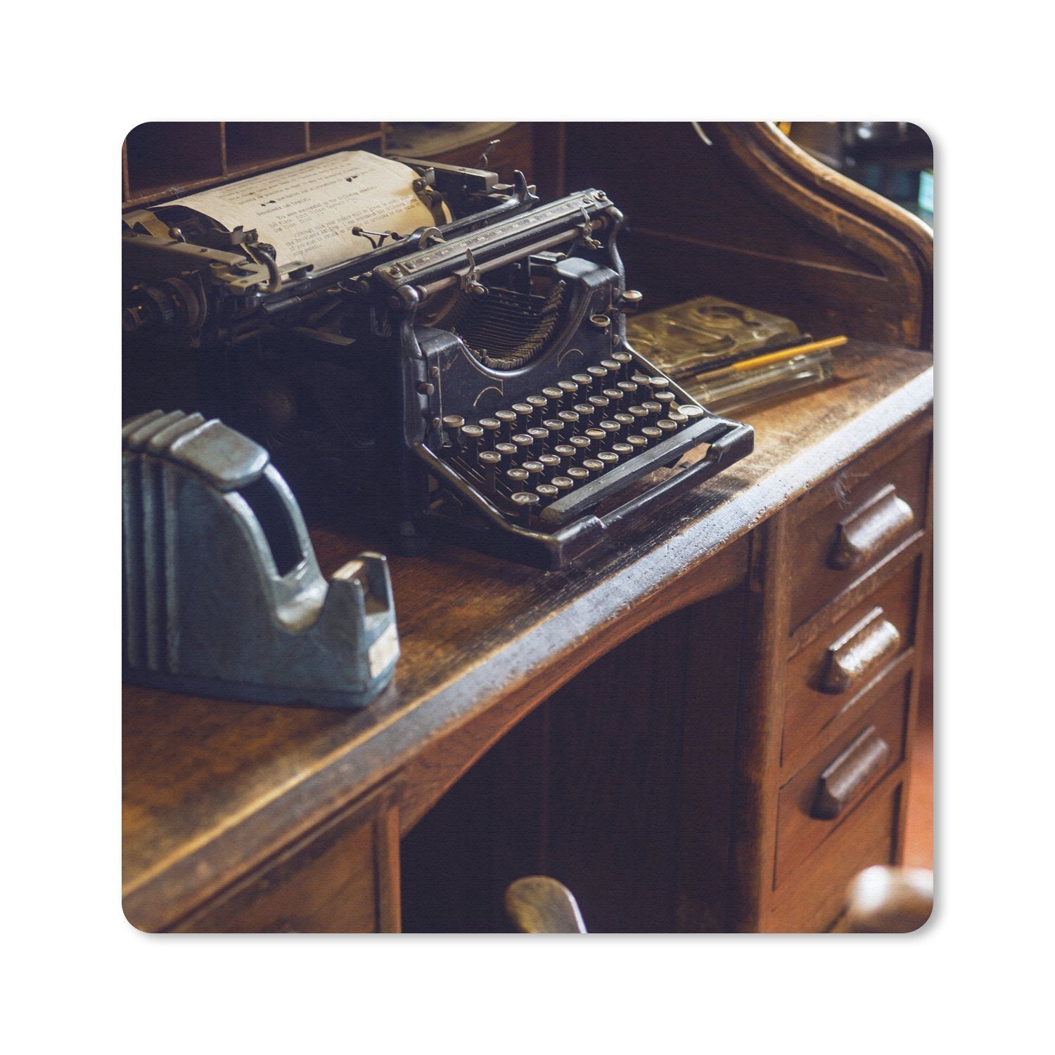 MuchoWow Mauspad Schreibmaschine - Vintage - Antike (1-St), Mousepad, Schreibtisch Zubehör, Deko, 20x20 cm