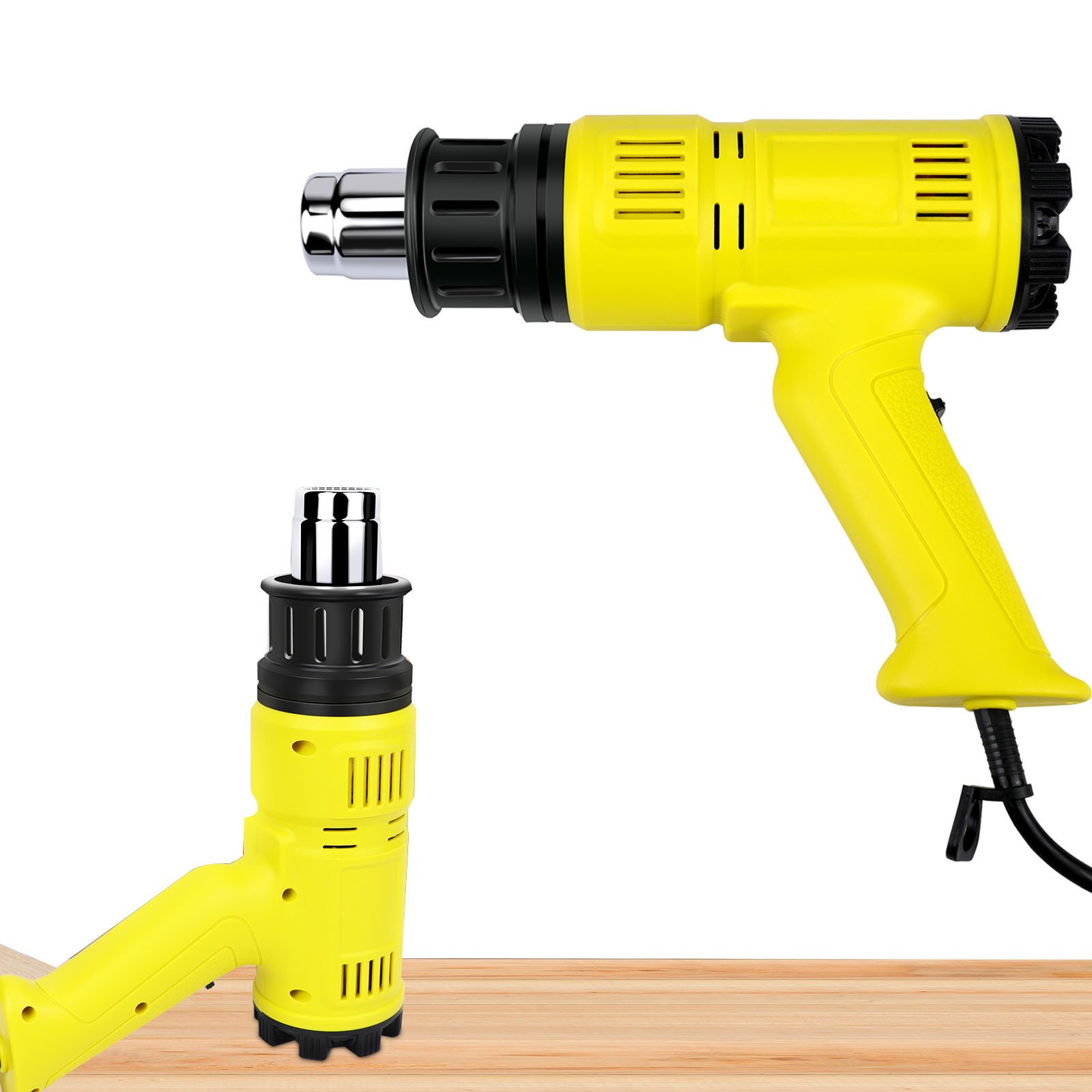 ZMH Heißluftgebläse Heißluftfön 2000W Regelbar Kit 60℃- 600℃ Kerzen Schrumpfschlauch, 2000 in W, bis max. 600,00 °C, (Set, 6-tlg., 1*Heißluftpistole&4 Münder), Multi-funktionelle Düsen Temperatur- &Luftstromeinstellungen