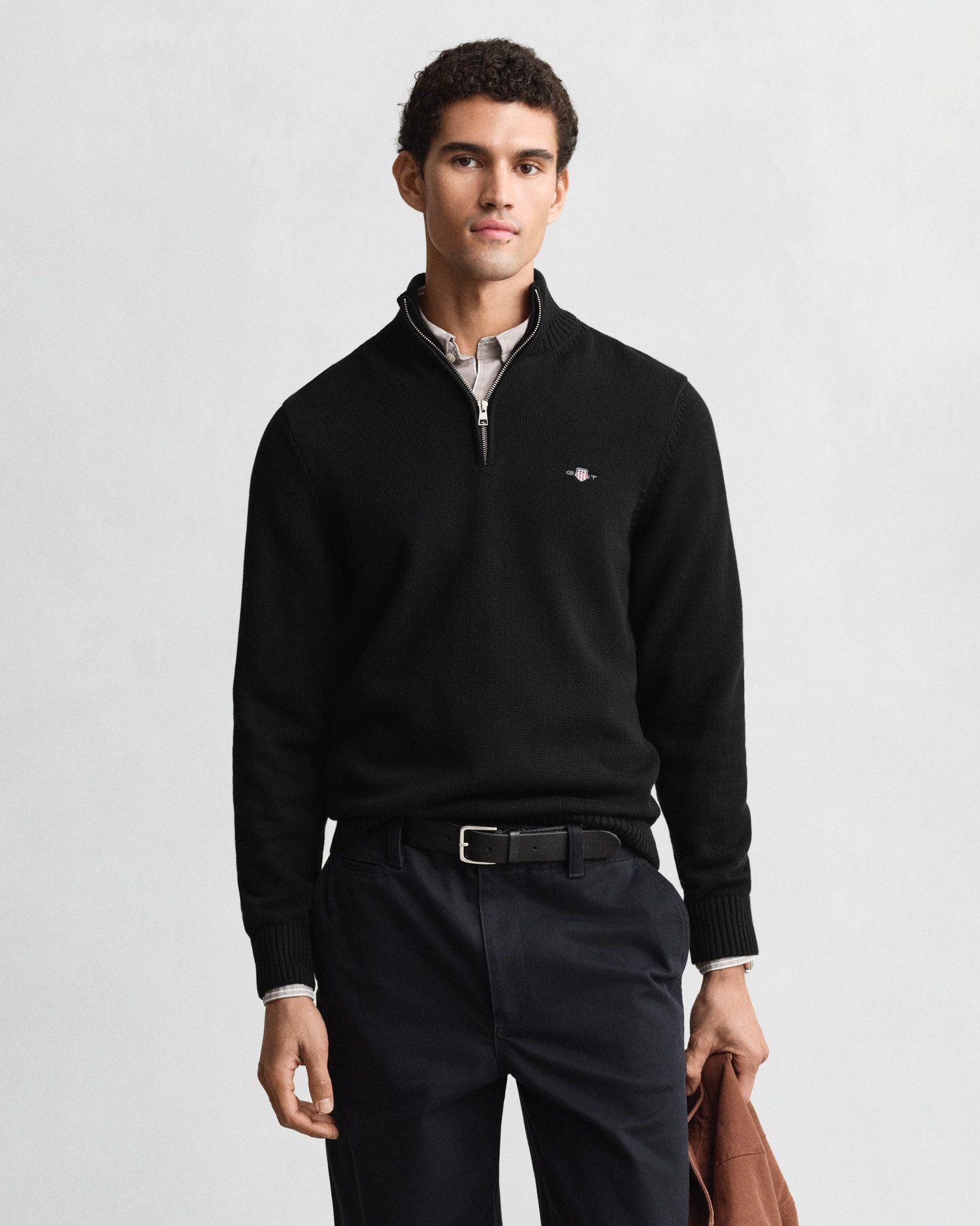 Gant Troyer CASUAL COTTON HALF ZIP mit grafischer Logostickerei auf der Brust