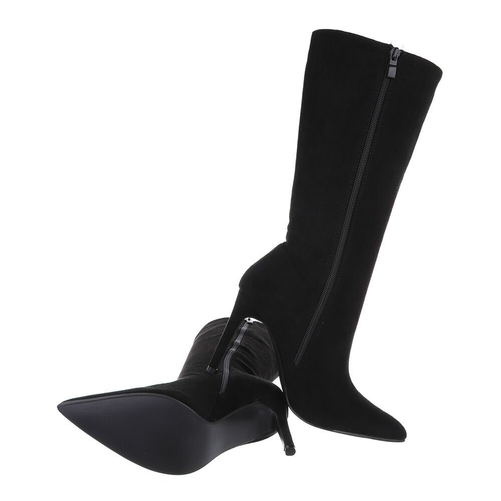 Pfennig-/Stilettoabsatz High-Heel-Stiefel Ital-Design Schwarz Damen Stiefel in Elegant High-Heel