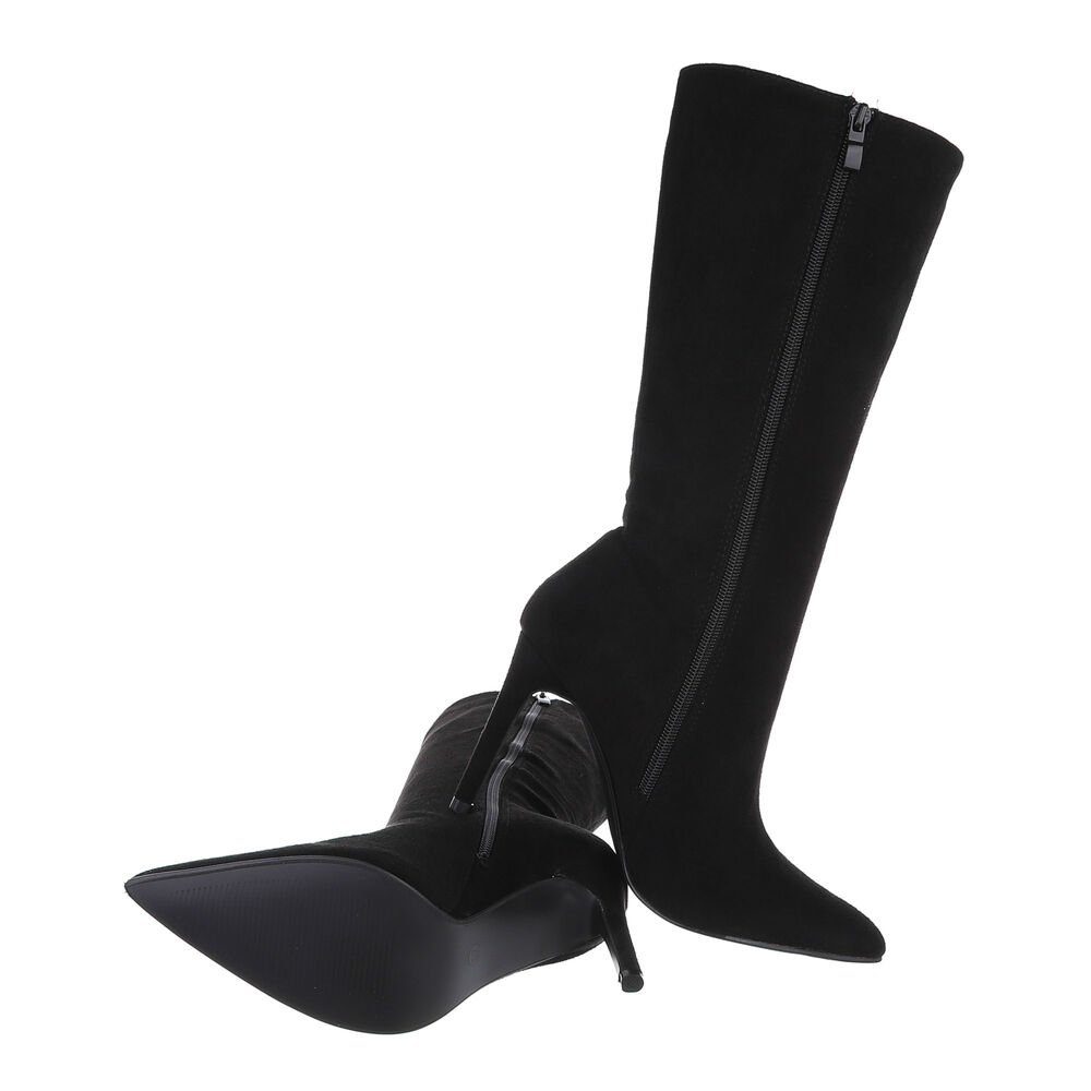 Ital-Design Damen Elegant Stiefel Schwarz High-Heel-Stiefel Pfennig-/Stilettoabsatz High-Heel in