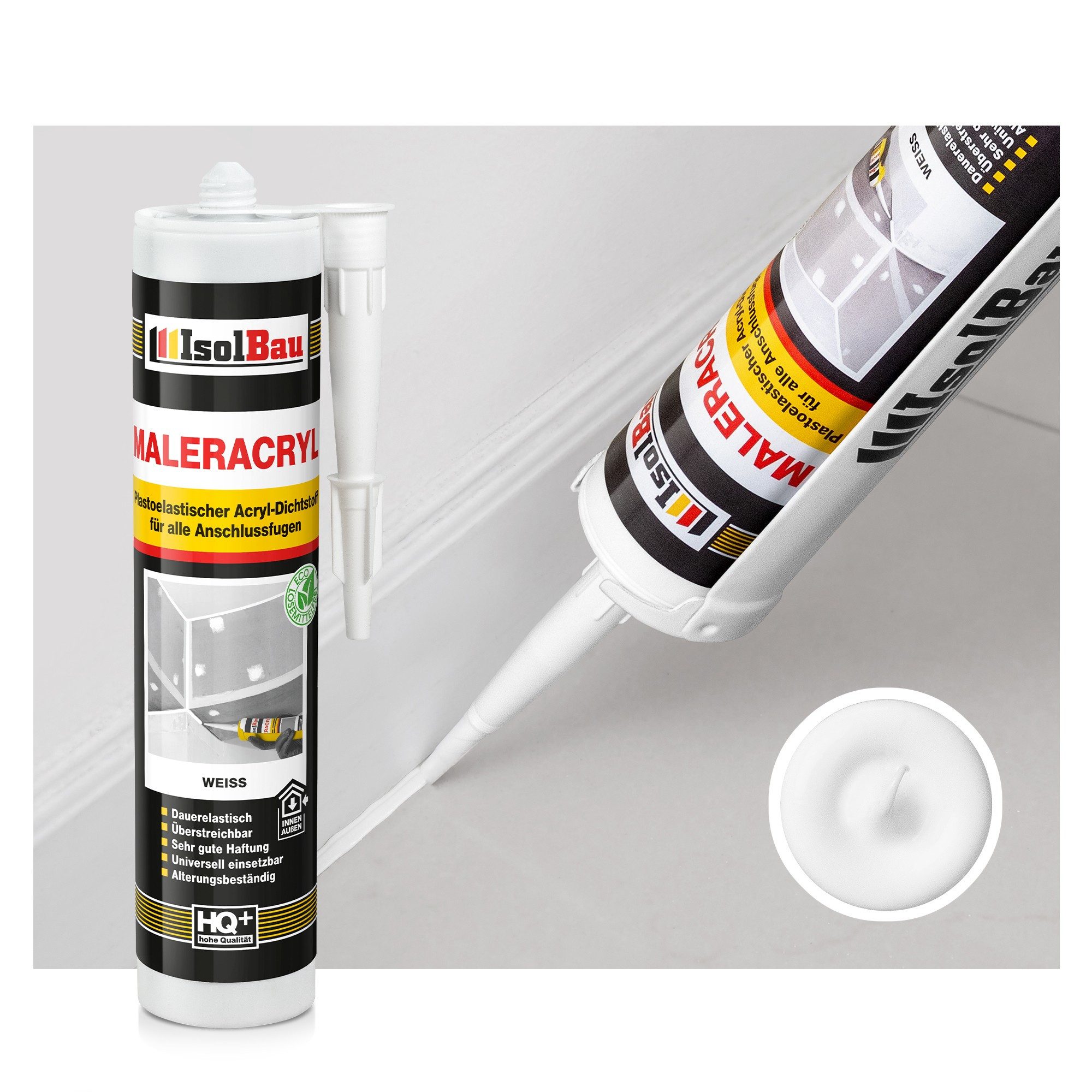 None Spachtelmasse Maleracryl Bauacryl 8 x 300 ml Acryl-Dichtstoff Innen- & Außenbereich, Mauerwerk Putz Gipskarton Beton Gasbeton Zement Holz Polystyrolschaum