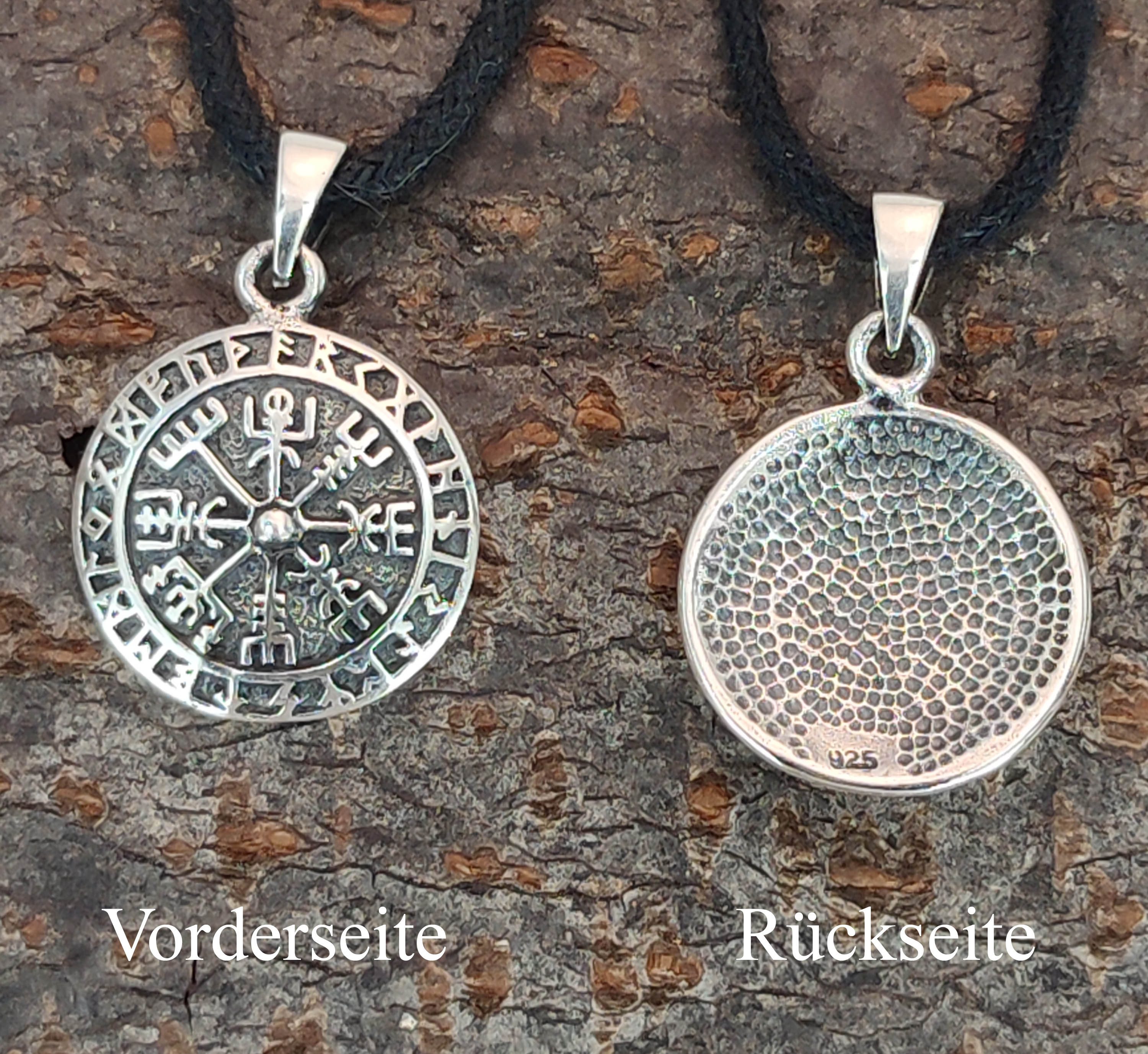 Kiss of Leather Kettenanhänger Wikingerkompass Anhänger 925 Silber Wikinger Kompass Compass Nr. 285
