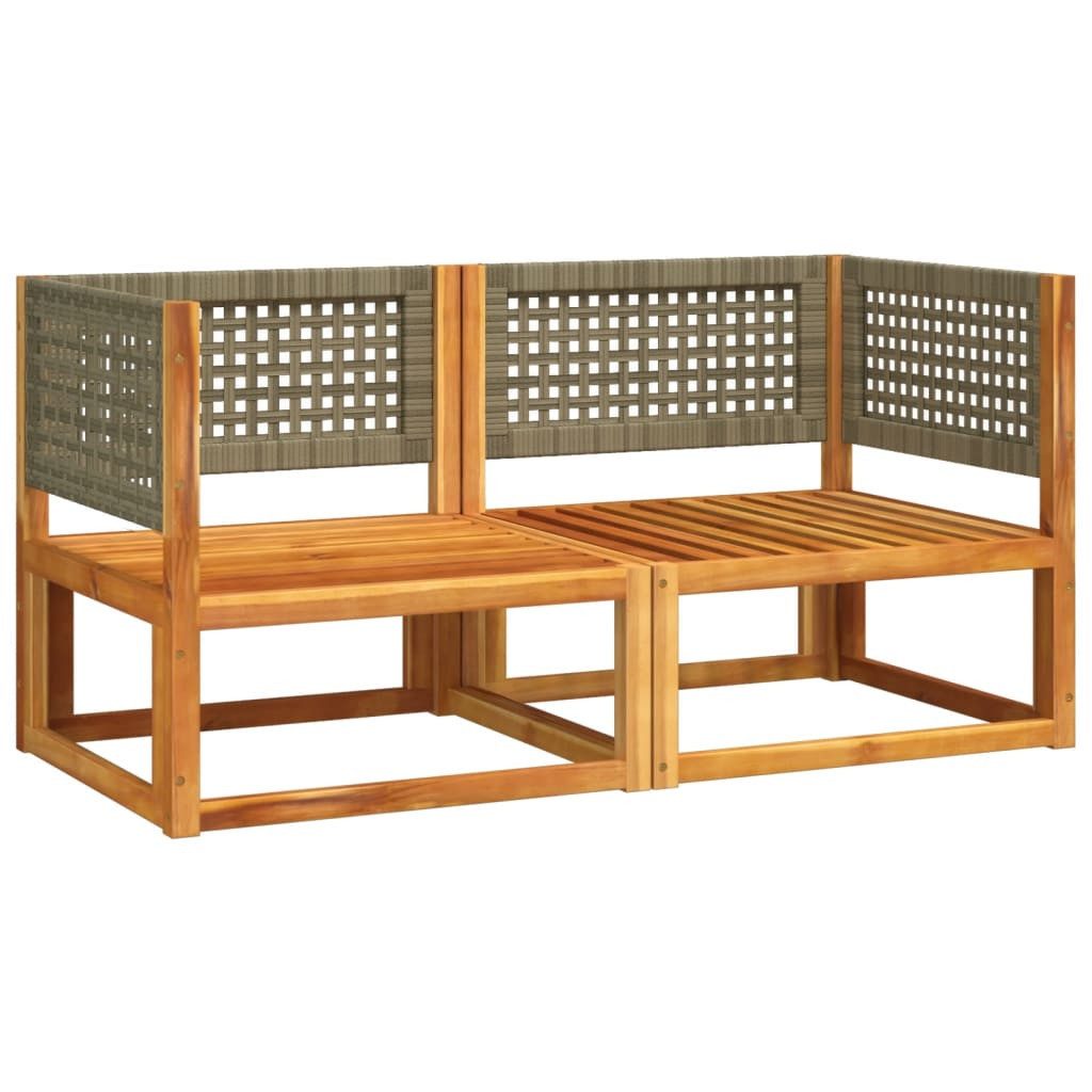 vidaXL Gartenlounge-Set Gartensofas-Ecke mit Kissen 2 Stk. Holz & Rattan, (1-tlg)