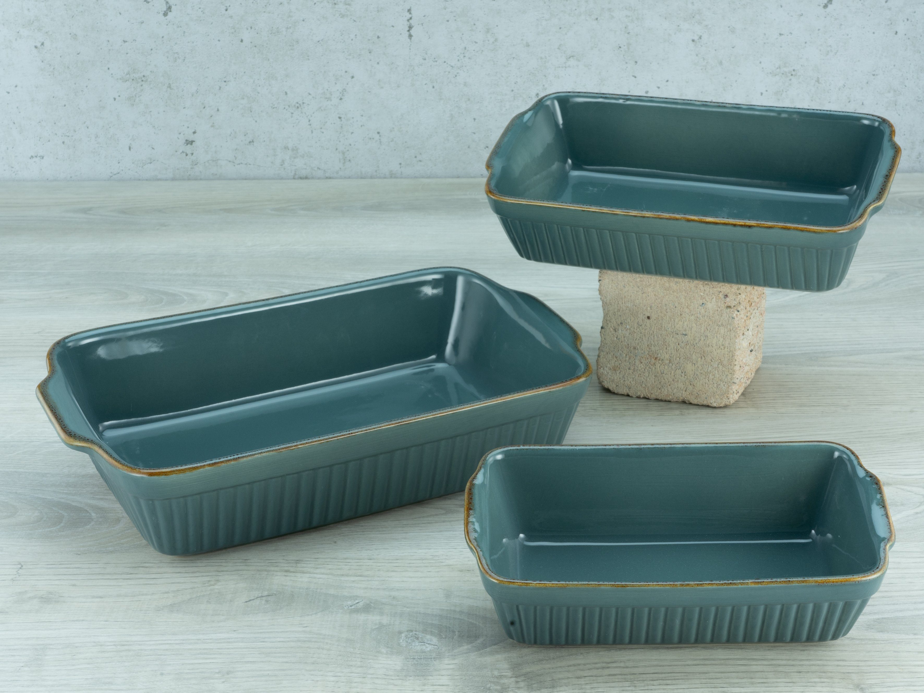 CreaTable Auflaufform Classic Vintage, Steinzeug, (1-St), mit markantem Streifendekor, 20 x 34 cm