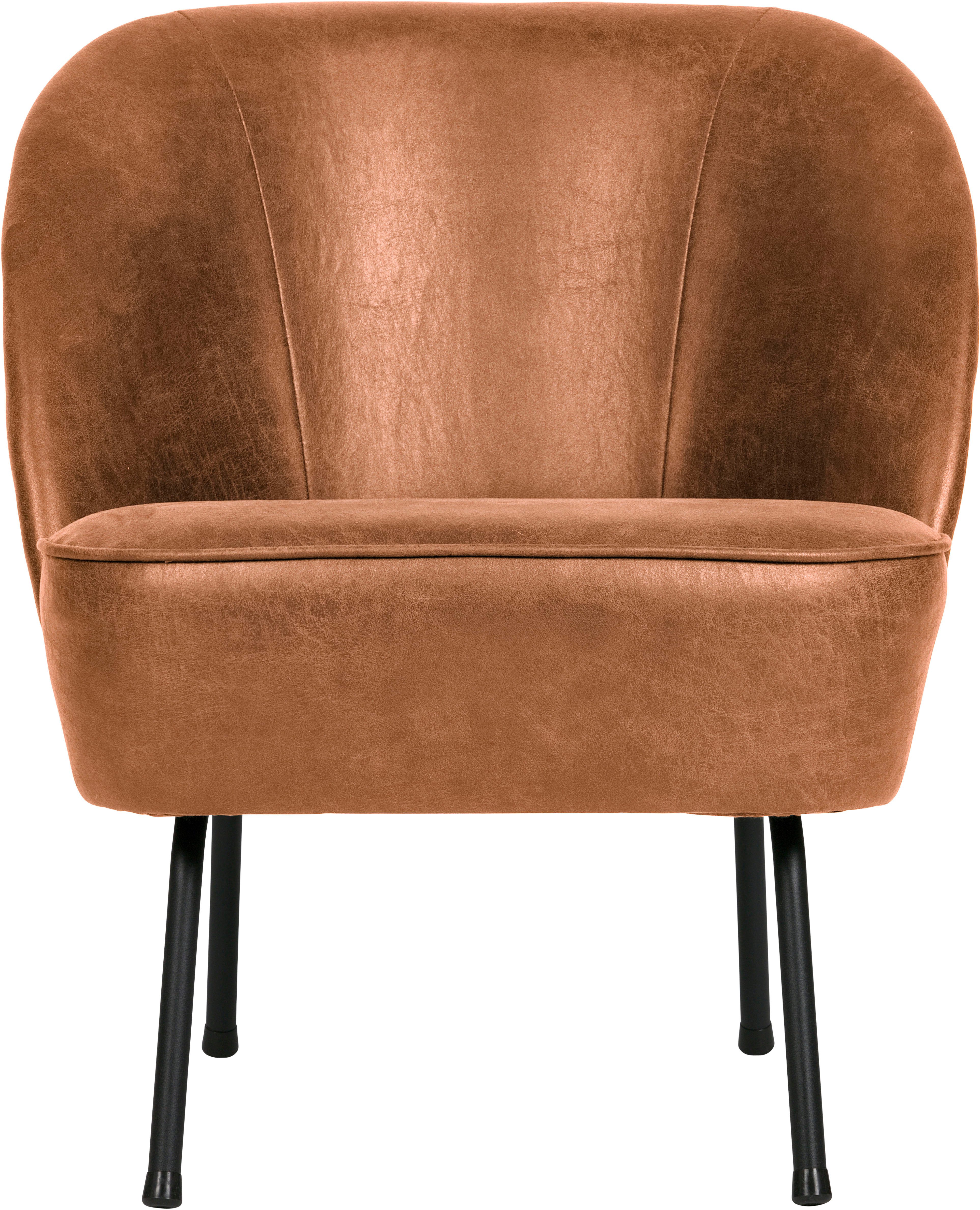 WOOOD Sessel Vogue Recycling-Lederfaser-bezug mit Metallgestell H69 x B57 x T70 cm, Tragkraft 90 kg, Gute Verschleißfestigkeit, pulverbeschichtetem