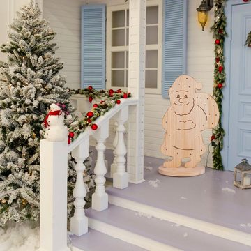 näve LED Dekoobjekt Santa, Weihnachtsdeko aus Holz, Timerfunktion, LED fest integriert, Warmweiß, Holz-Stehleuchte, Höhe ca. 80 cm, Batteriebetrieben