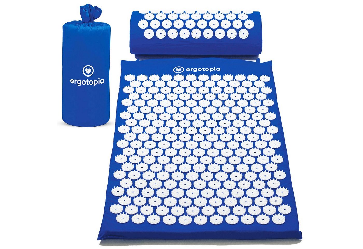 Ergotopia Akupressurmatte Akupressur Set mit Akupressurkissen Massagematte 68 x 42 cm (Massage Matte inkl. Tragetasche), löst Verspannungen und Fördert die Durchblutung