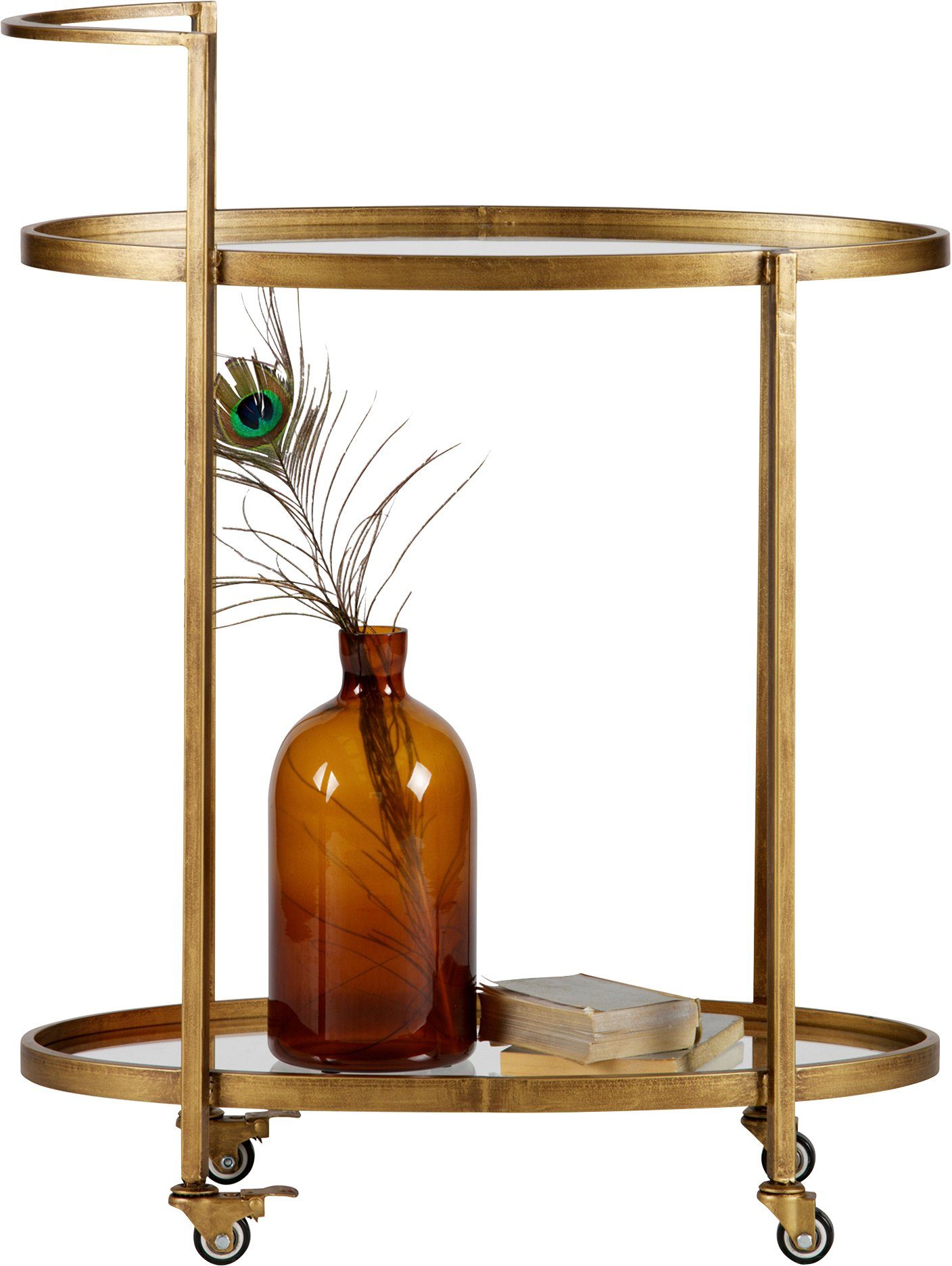 WOOOD Bartisch Push Trolley Metall Antique-Brass mit Rollen H 86 x B 67 x T 35 cm, Tragkraft 10 kg pro boden, pfleigleicht, fertig montiert – Bild 4 von 5