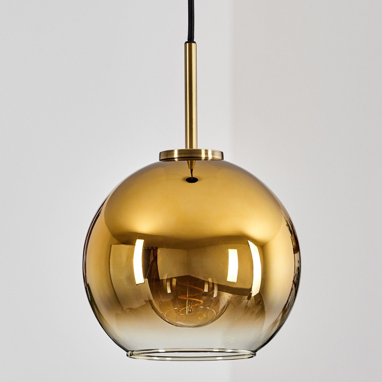 Metall/Glas aus Leuchte mit (20 Höhe hofstein Hängelampe x 1 ohne Schirm cm), Glas 145 Altmessing-/Goldfarben/Klar, aus Hängeleuchte Leuchtmittel, in max. E27 cm,