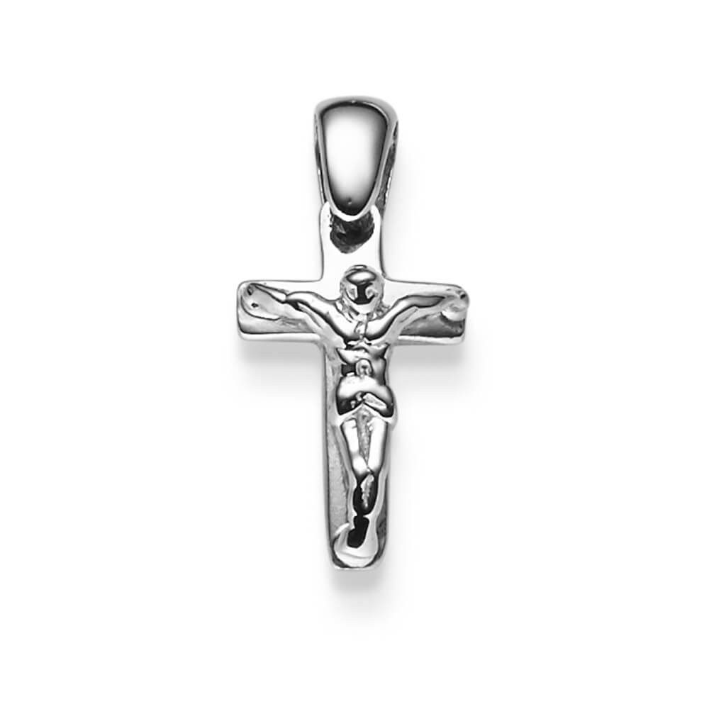 Kettenanhänger Anhänger Kreuz, 585 Weißgold, 19x9mm