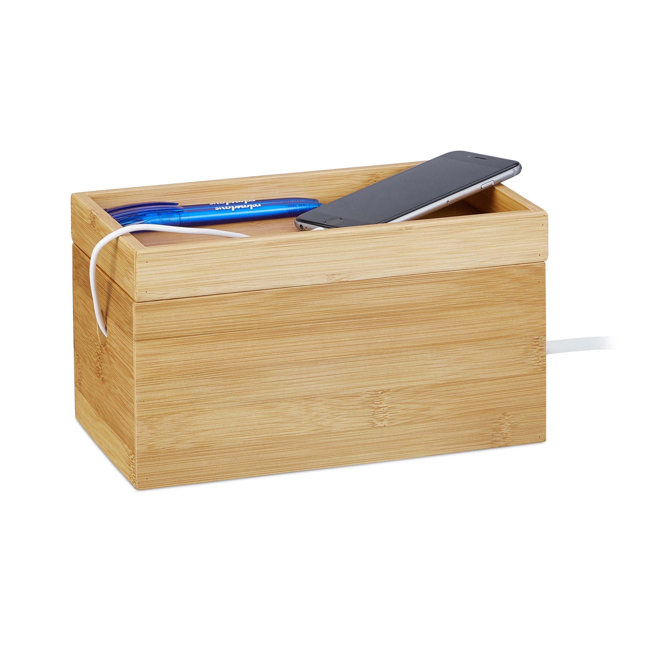 relaxdays Электропроводzubehör Электропроводbox Bambus