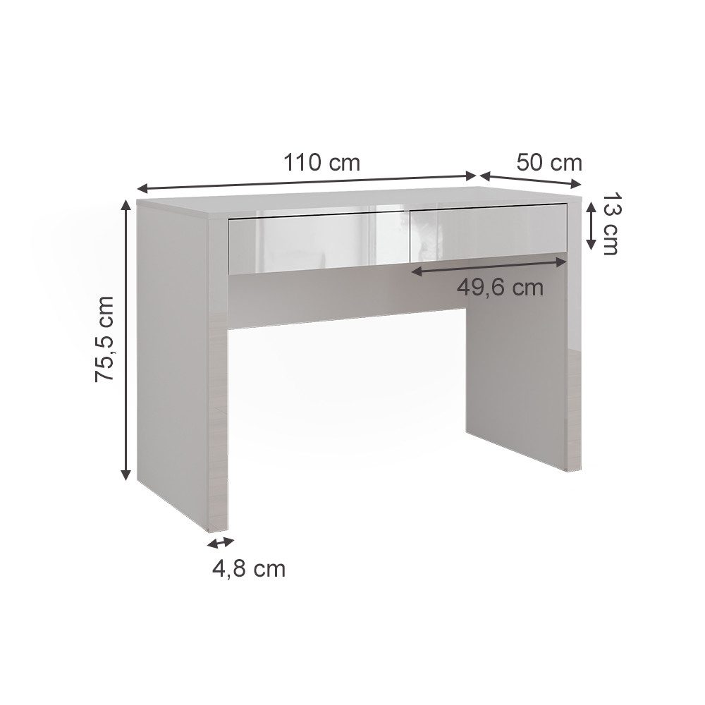 Vicco Schreibtisch Annabelle, Weiß Hochglanz/Weiß, 110 x 50 cm mit 2 Schubl günstig online kaufen
