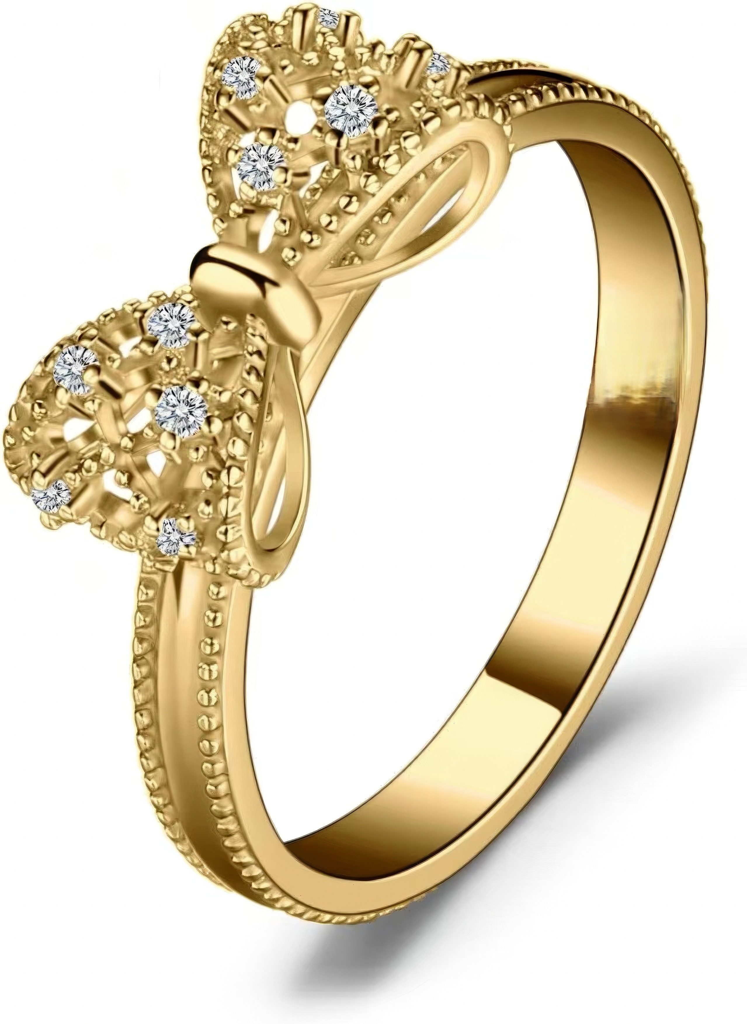 Jumpeak Diamantring Damen 585 Gold Ring, Schmetterling Diamant Ring, Labor Diamant, D/E, VVS/VS, valentinstag geschenk für sie tochter geschenk