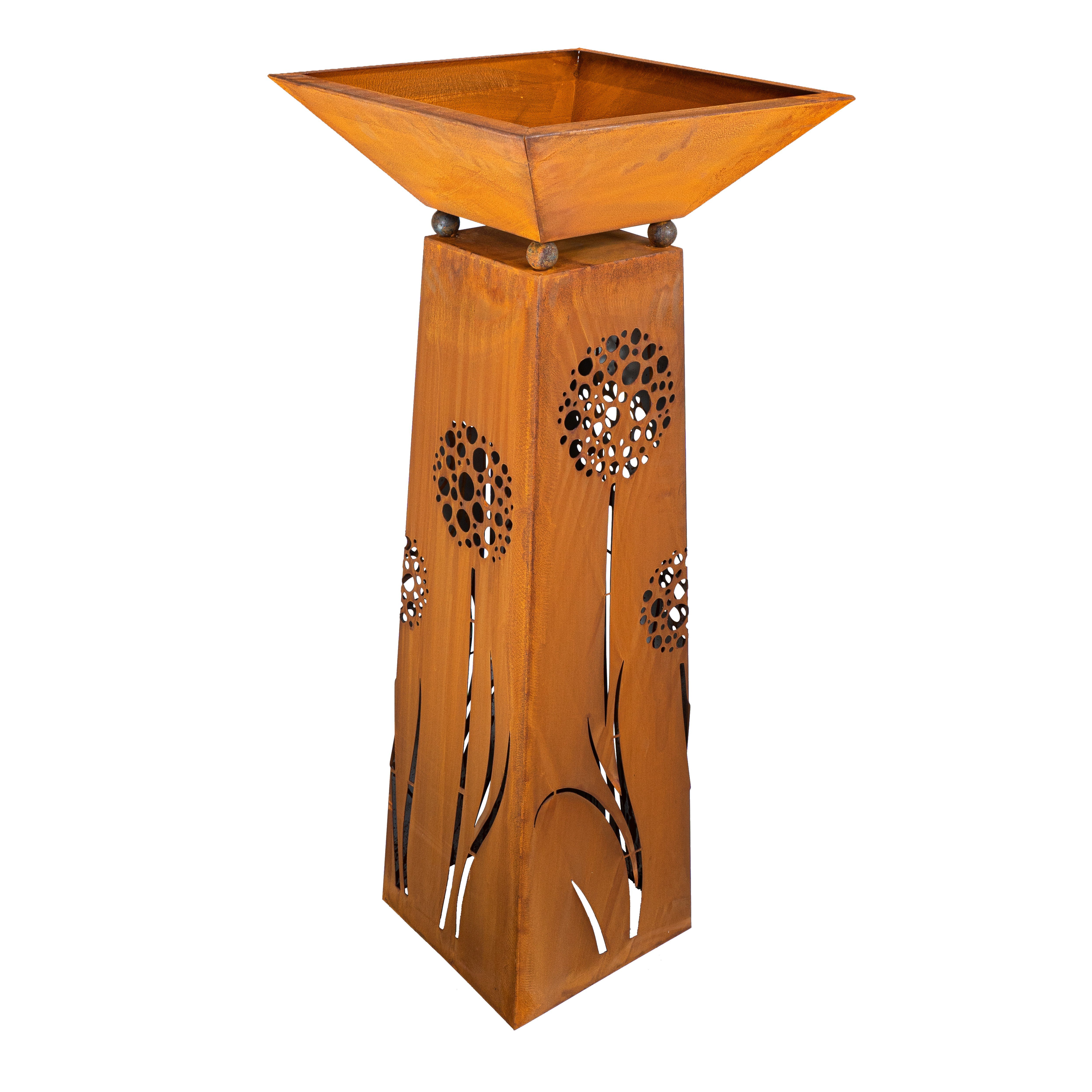 Rostikal Blumenständer Gartendeko Blumensäule Edelrost – Metall, standfest & outdoor, Mit Bodenplatte – kombinierbar mit Pflanzschalen, ganzjährig nutzbar