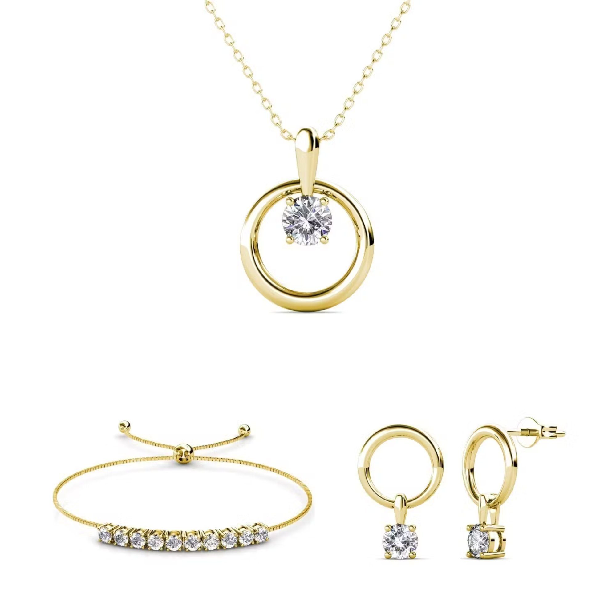 Ella Eisvogel Ohrrringe Mia (Gold), - Kristall Goldschmuck & Schmuckset Armband Halskette Octavia 18 Karat