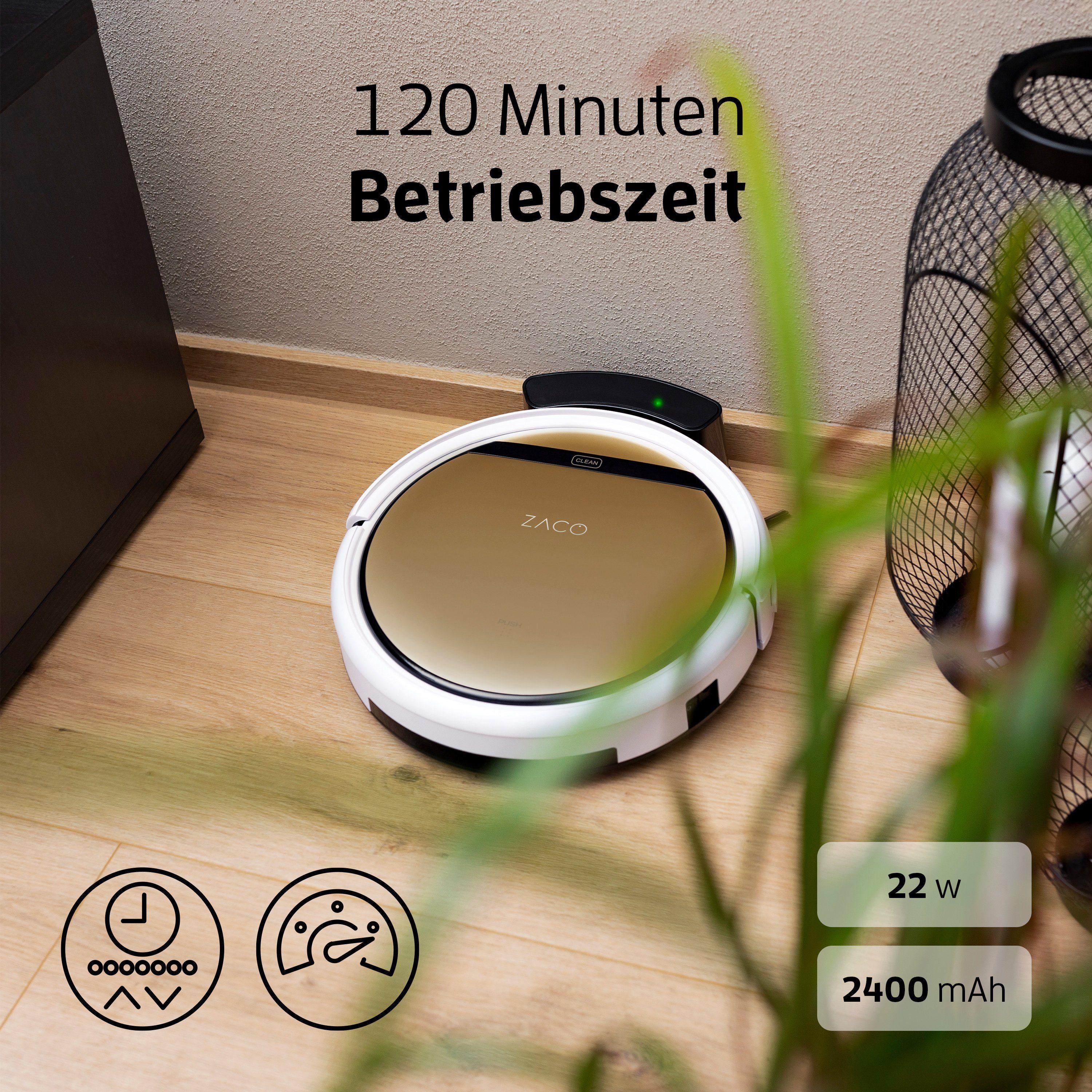 Alexa App, ZACO 22 Sprachsteuerung, Wischfunktion mit V5x, Saugroboter Flagge W, Polnische Nass-Trocken-Saugroboter beutellos, Tierhaare