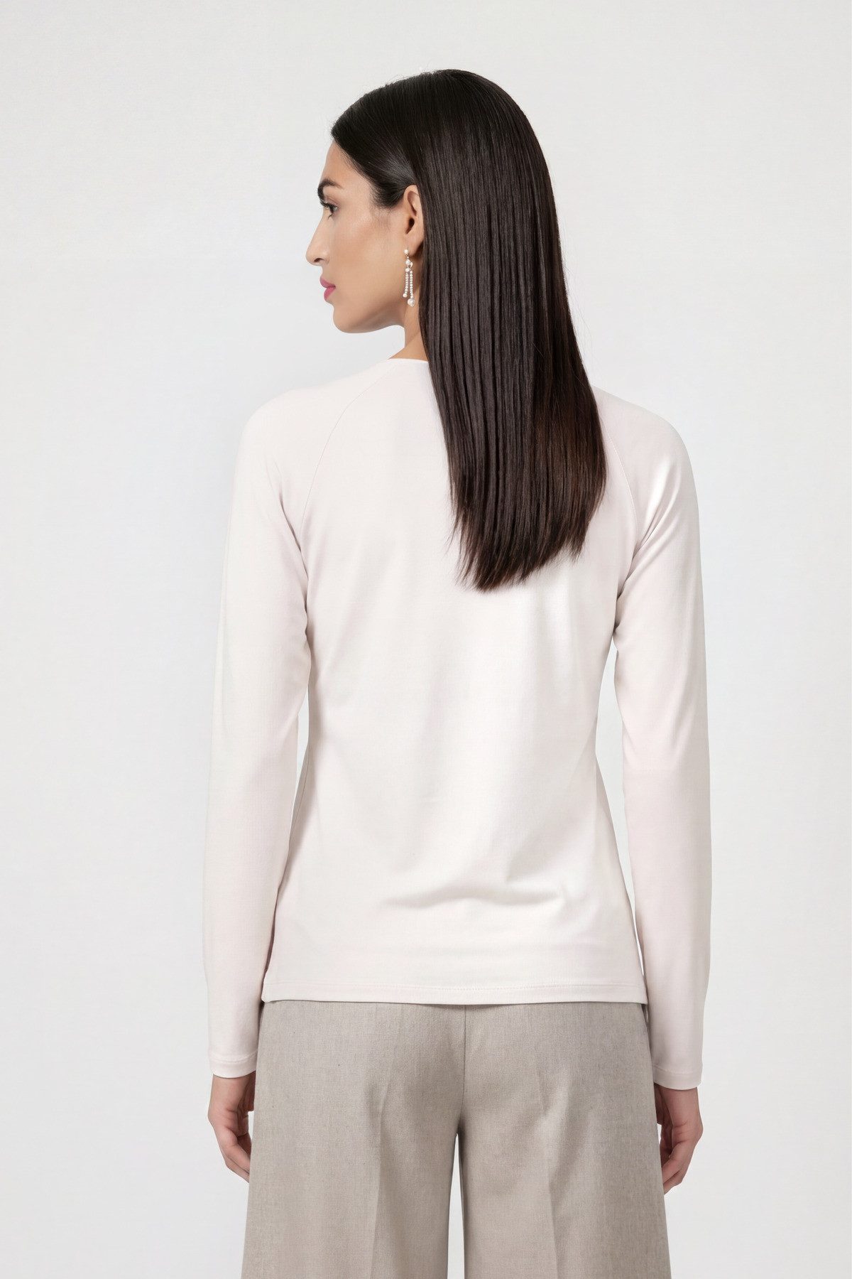 Monari Langarmshirt Basic aus weichem Viskose-Modal-Mix, Rundhals