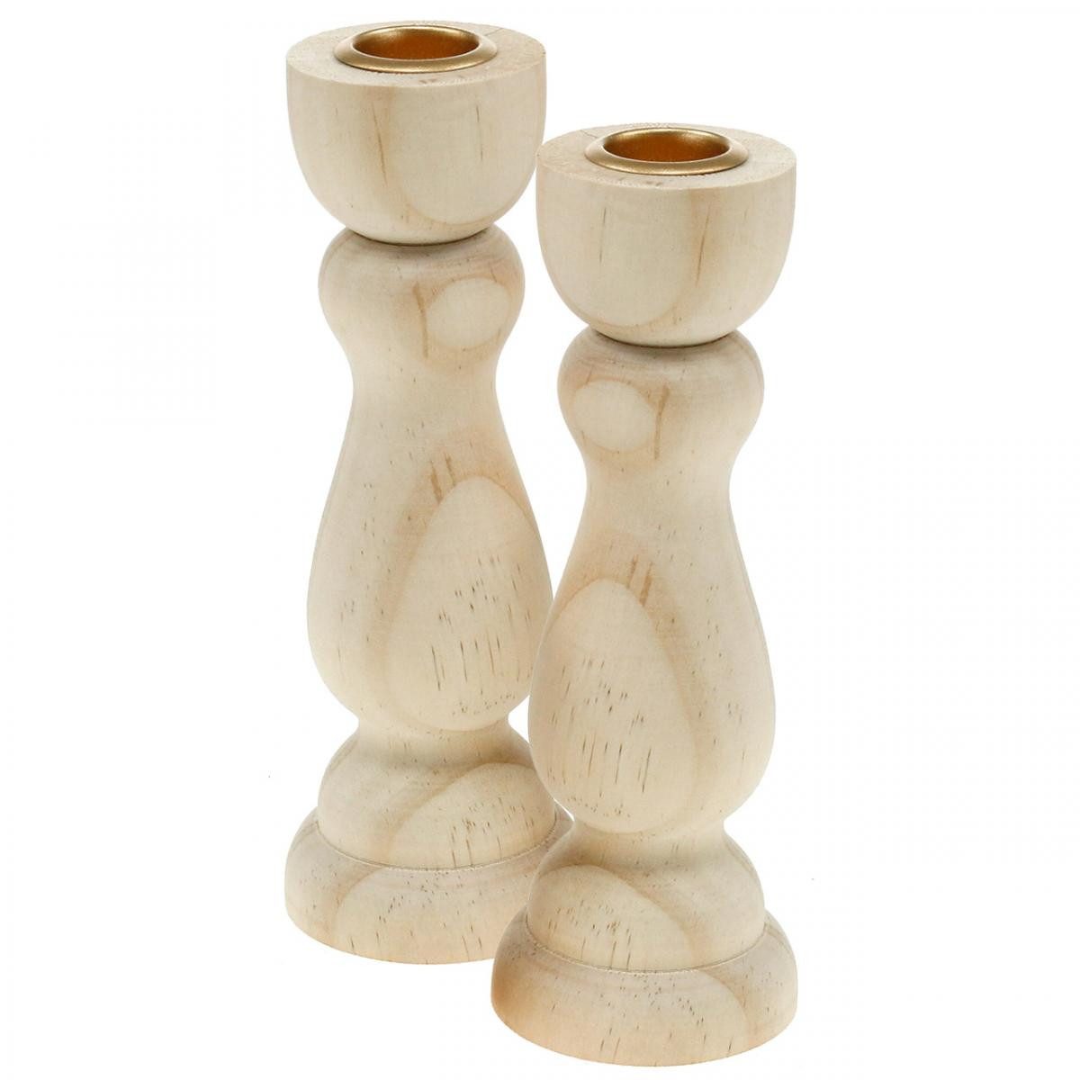 Florists Products Kerzenhalter Kerzenhalter Holz Tischdeko Stab-/Spitzkerzen Landhaus-Stil, 2 Stück