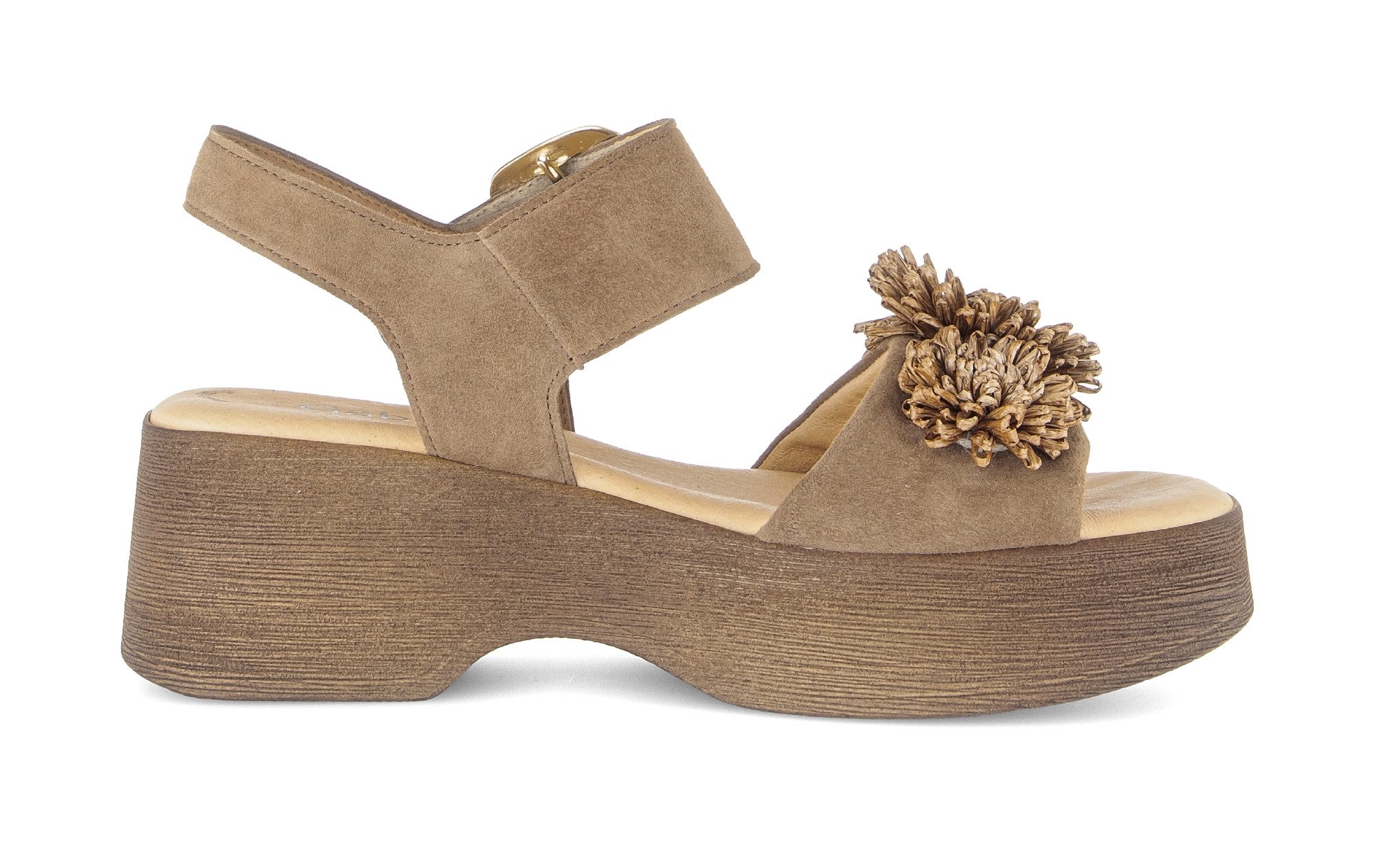 Gabor Sandalette, Sommmerschuh mit Plateau und Absatz in Holzoptik