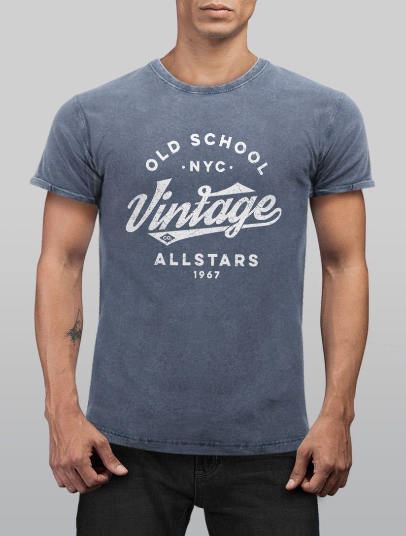 Neverless Print-Shirt Herren Vintage Shirt Retro Schriftzug Allstars Old Sc günstig online kaufen