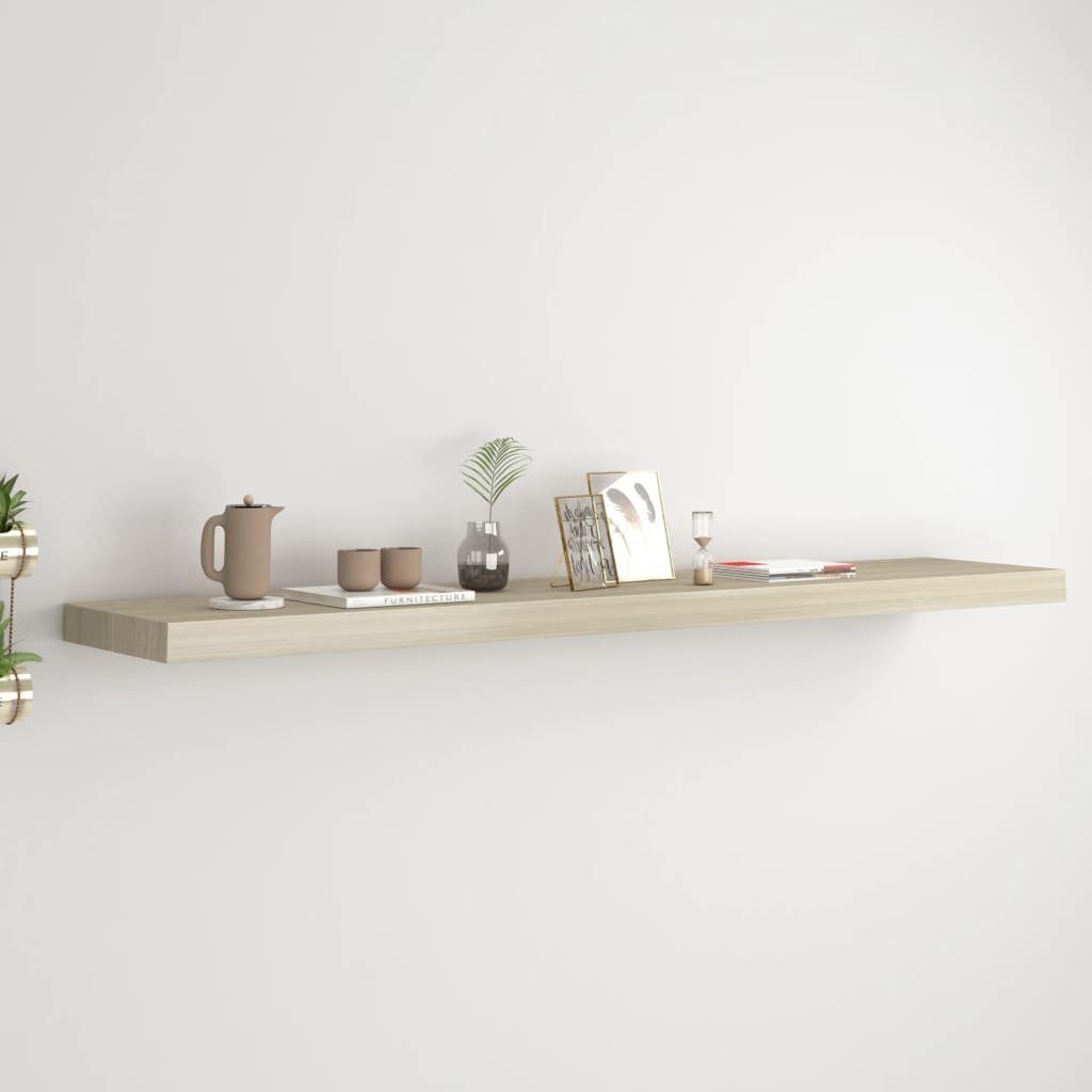 Wandregal aus MDF (Honeycomb) mit Metallhalter in Eichefarben