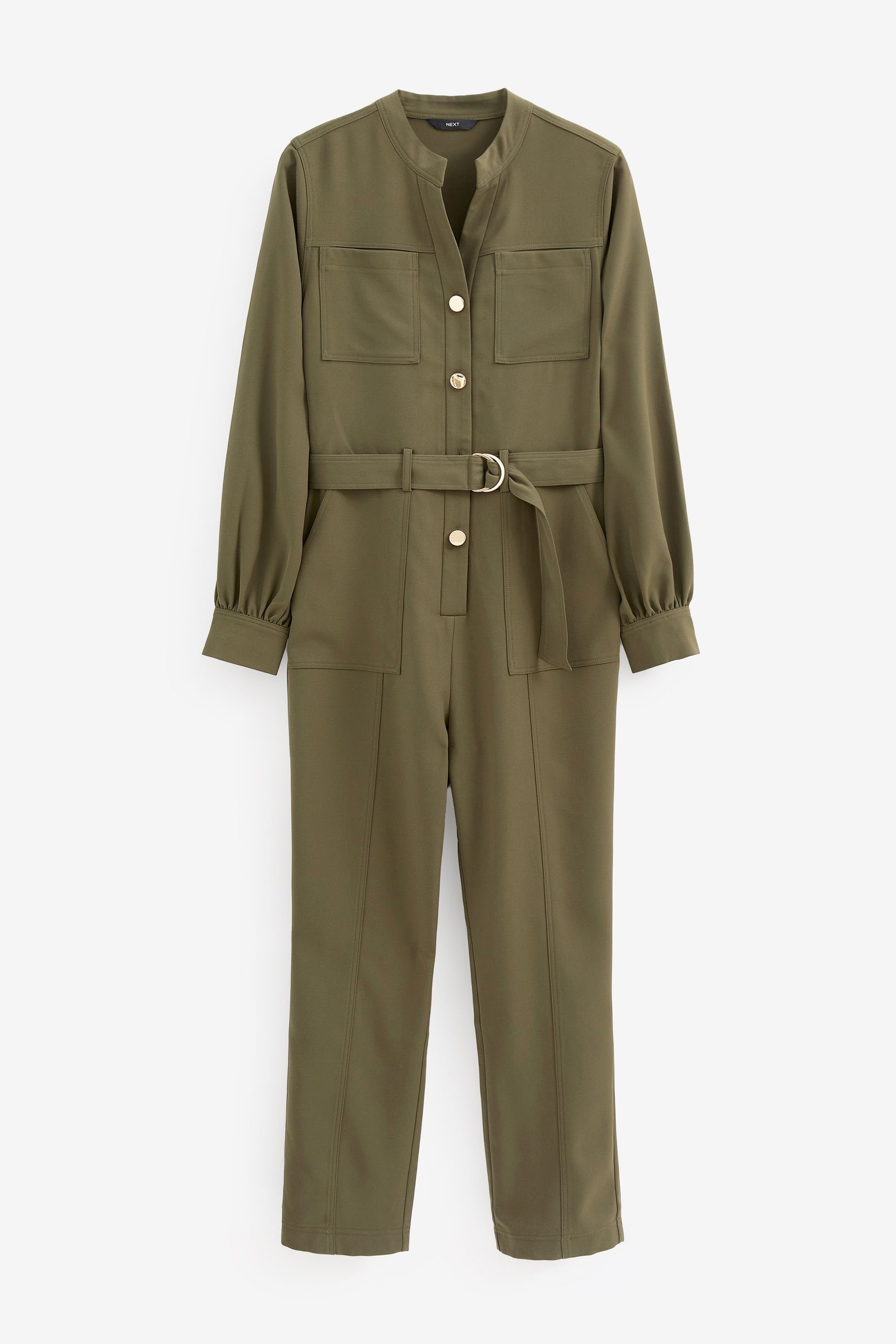 Utility-Stil Khaki mit Green Next Gürtel (1-tlg) im Jumpsuit Overall